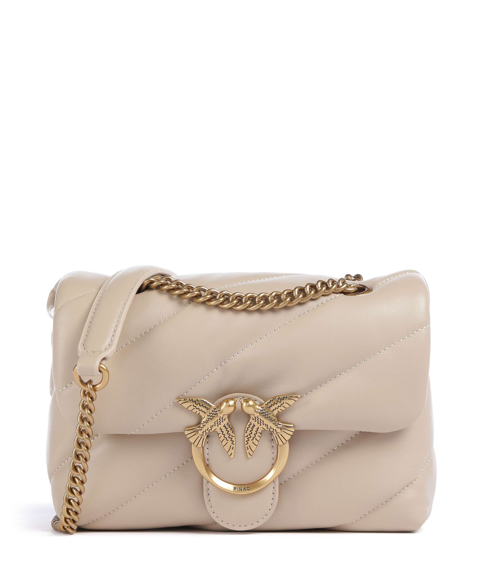 Pinko Love Puff Mini Torba na ramię beige/grigio fumo/antique gold