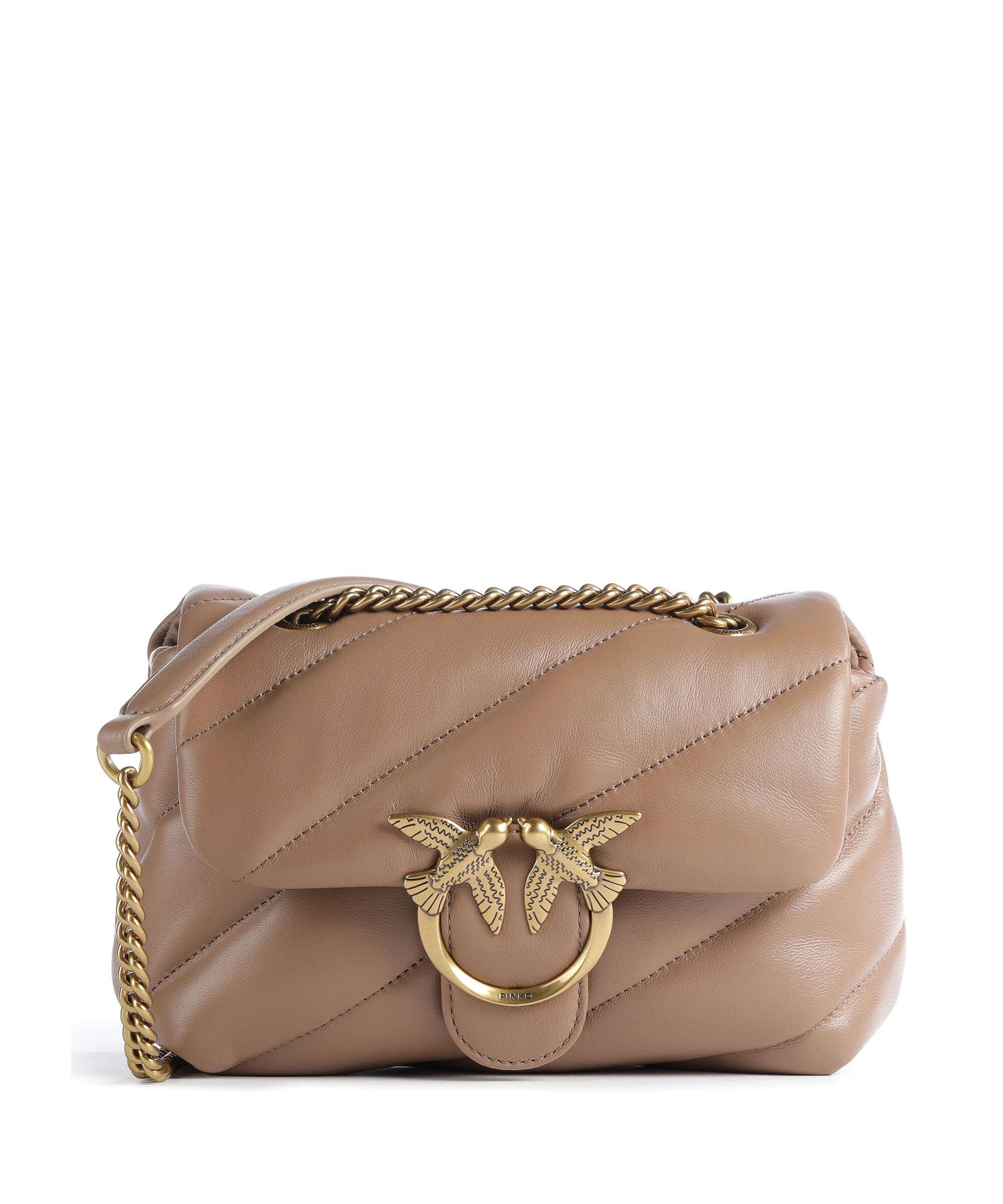 Pinko Love Puff Mini Torba na ramię biscotto zenzero/antique gold