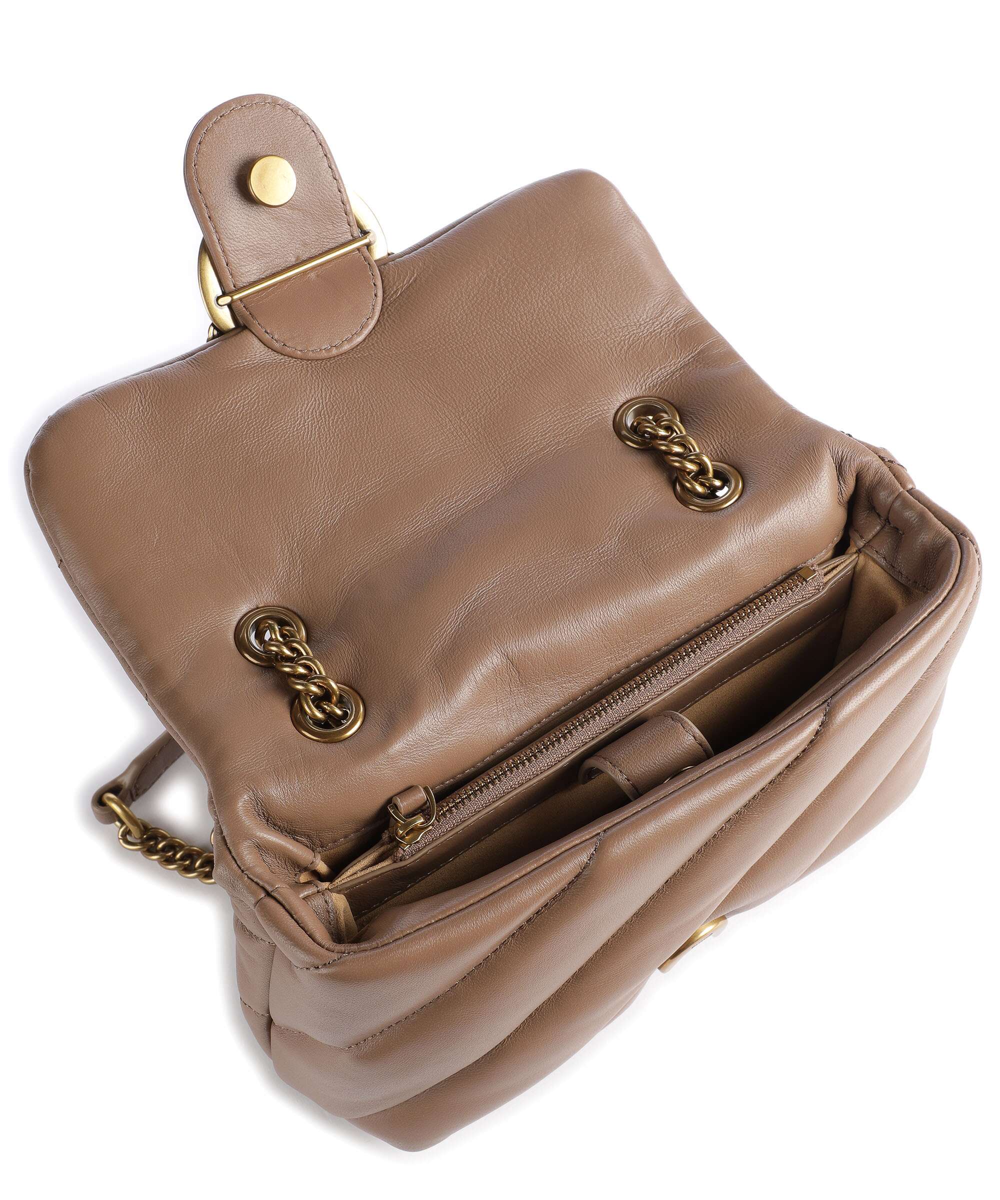Pinko Love Puff Mini Torba na ramię biscotto zenzero/antique gold - Image 6