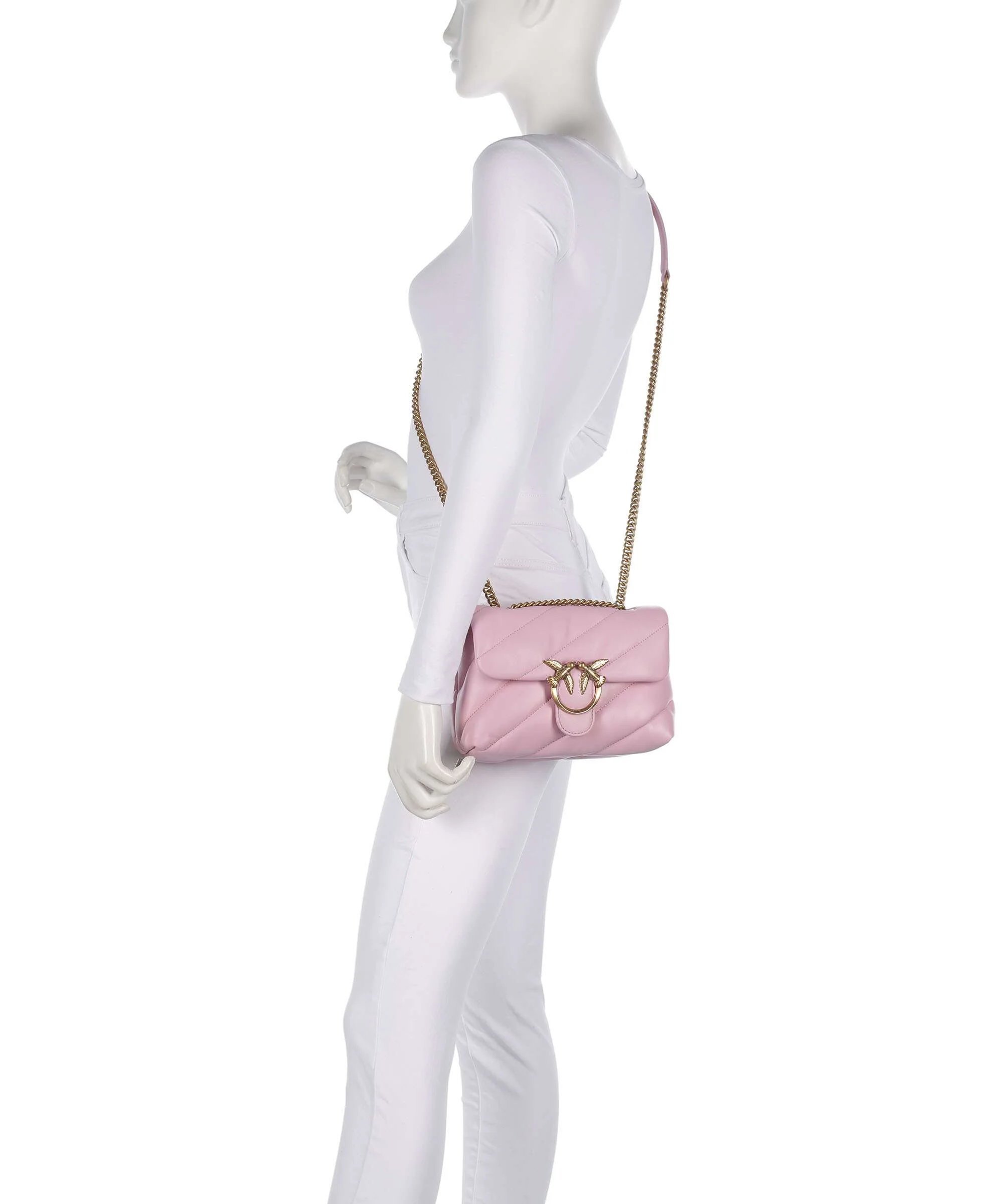Pinko Love Puff Mini Torba na ramię rosa chiaro/antique gold - Image 3