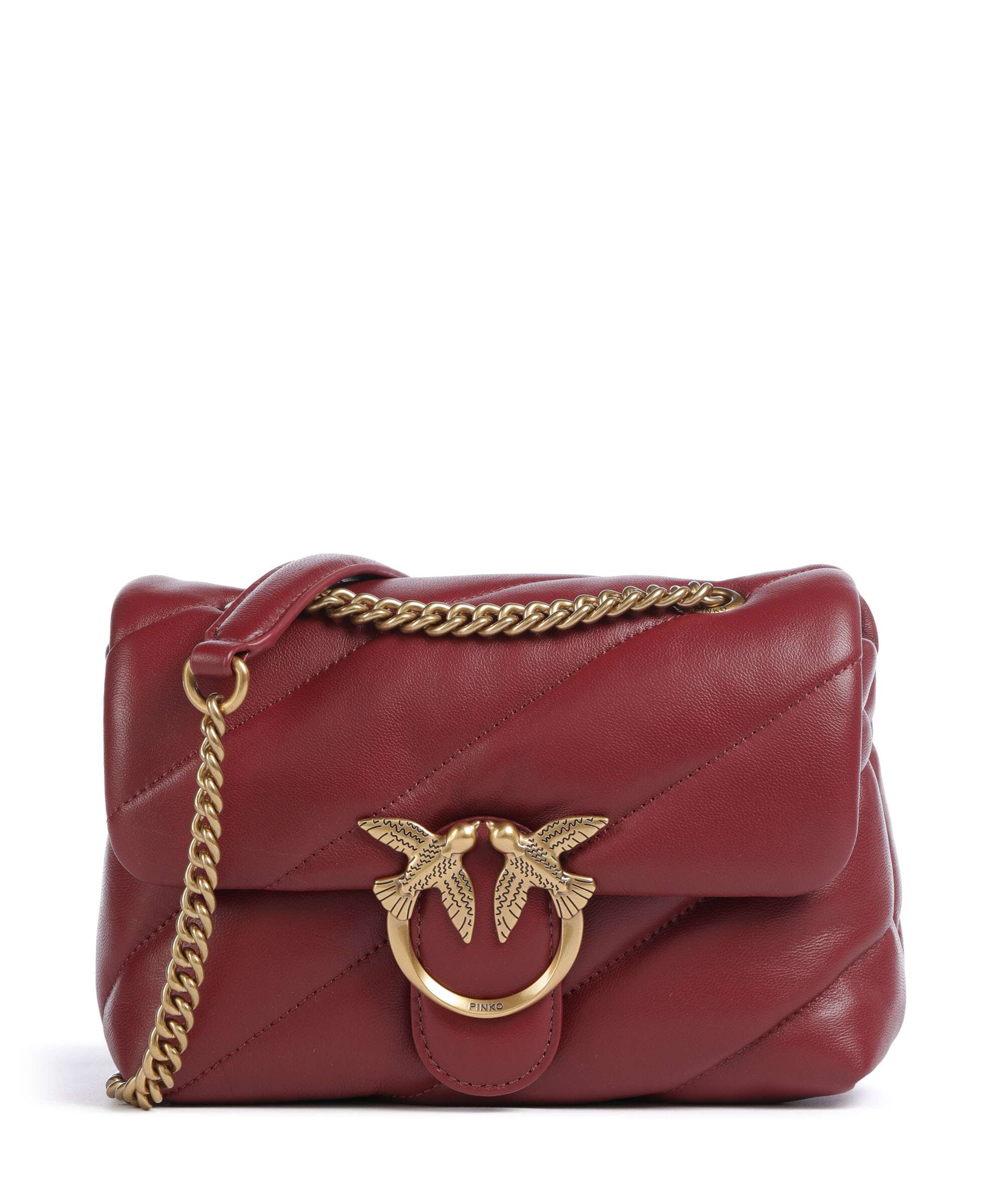 Pinko Love Puff Mini Torba na ramię bordeaux merlot/antique gold