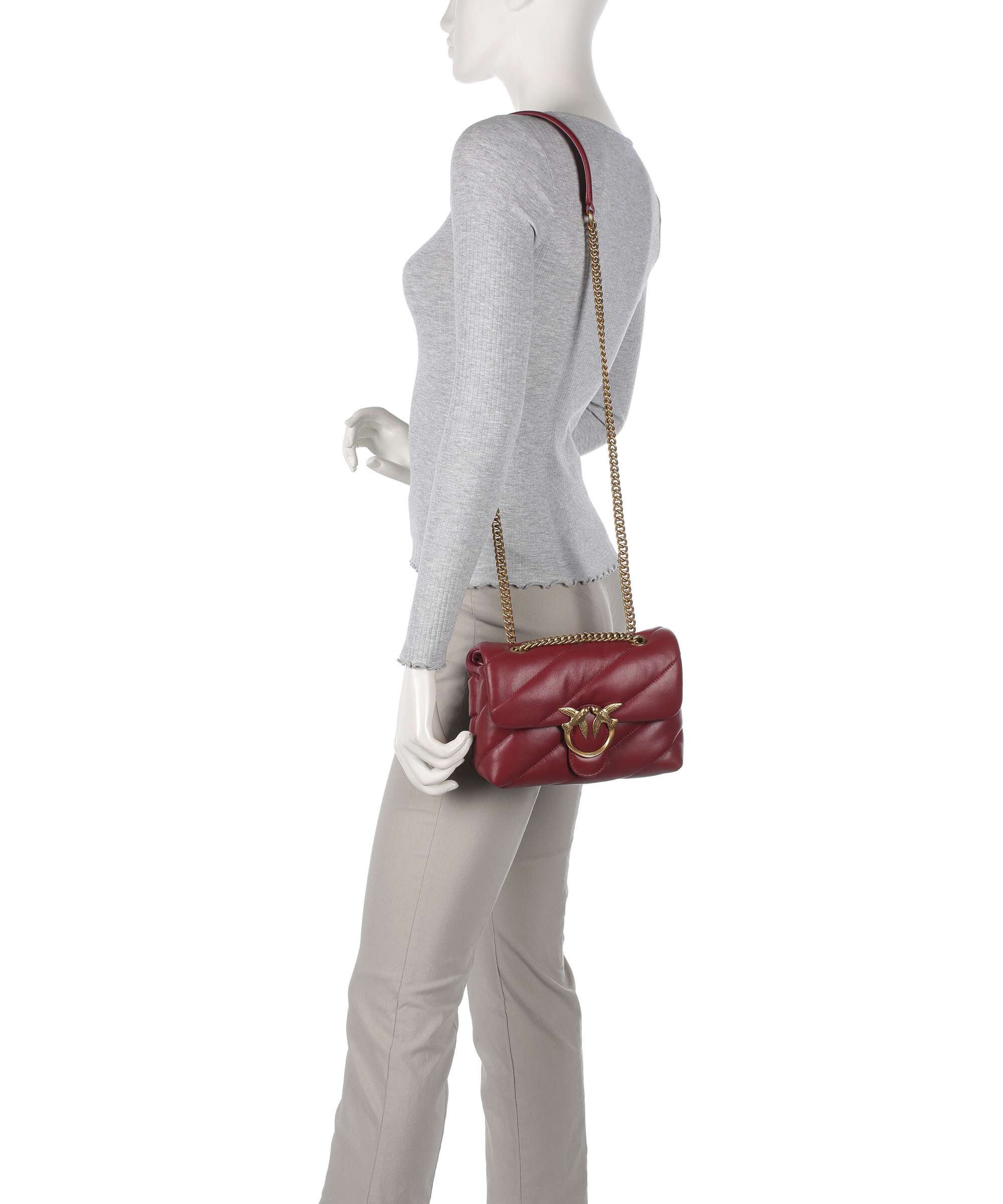 Pinko Love Puff Mini Torba na ramię bordeaux merlot/antique gold - Image 3