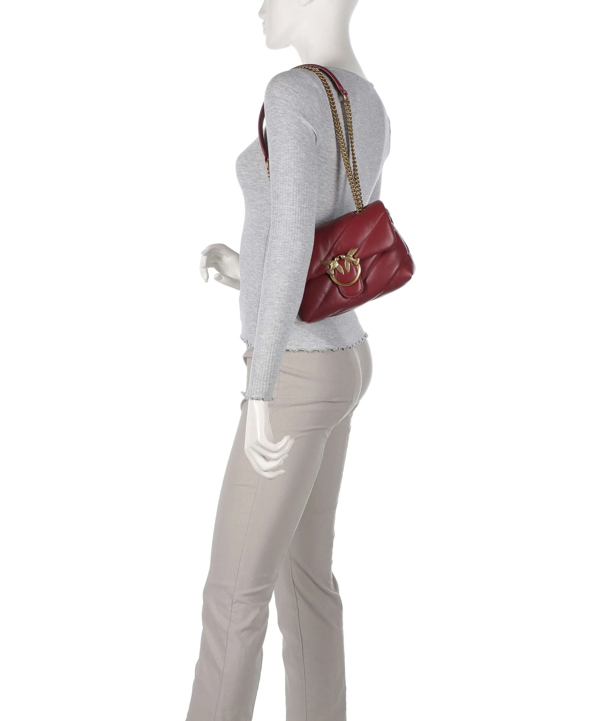 Pinko Love Puff Mini Torba na ramię bordeaux merlot/antique gold - Image 4