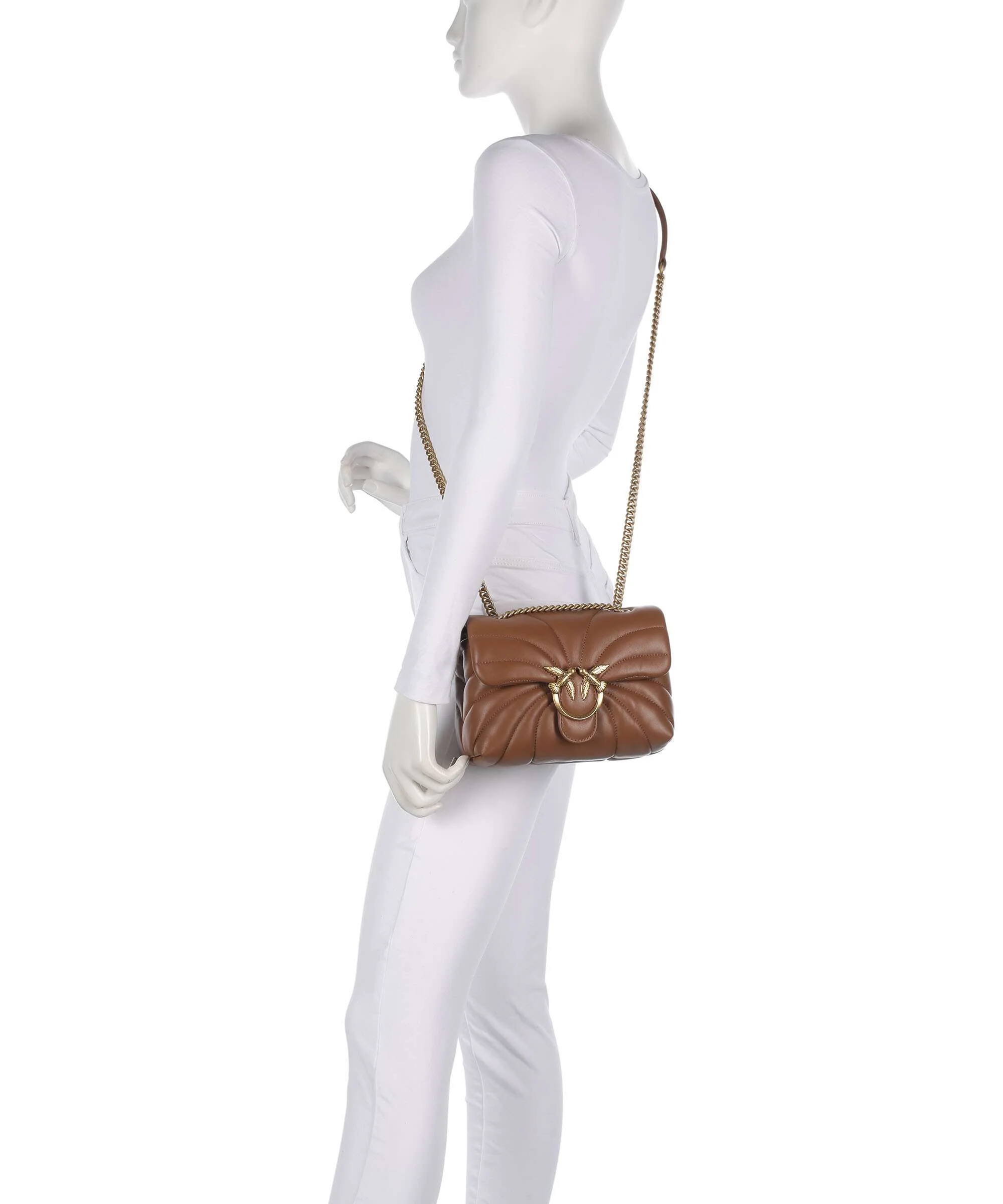 Pinko Love Puff Mini Torba na ramię marrone/leone/antique gold - Image 3