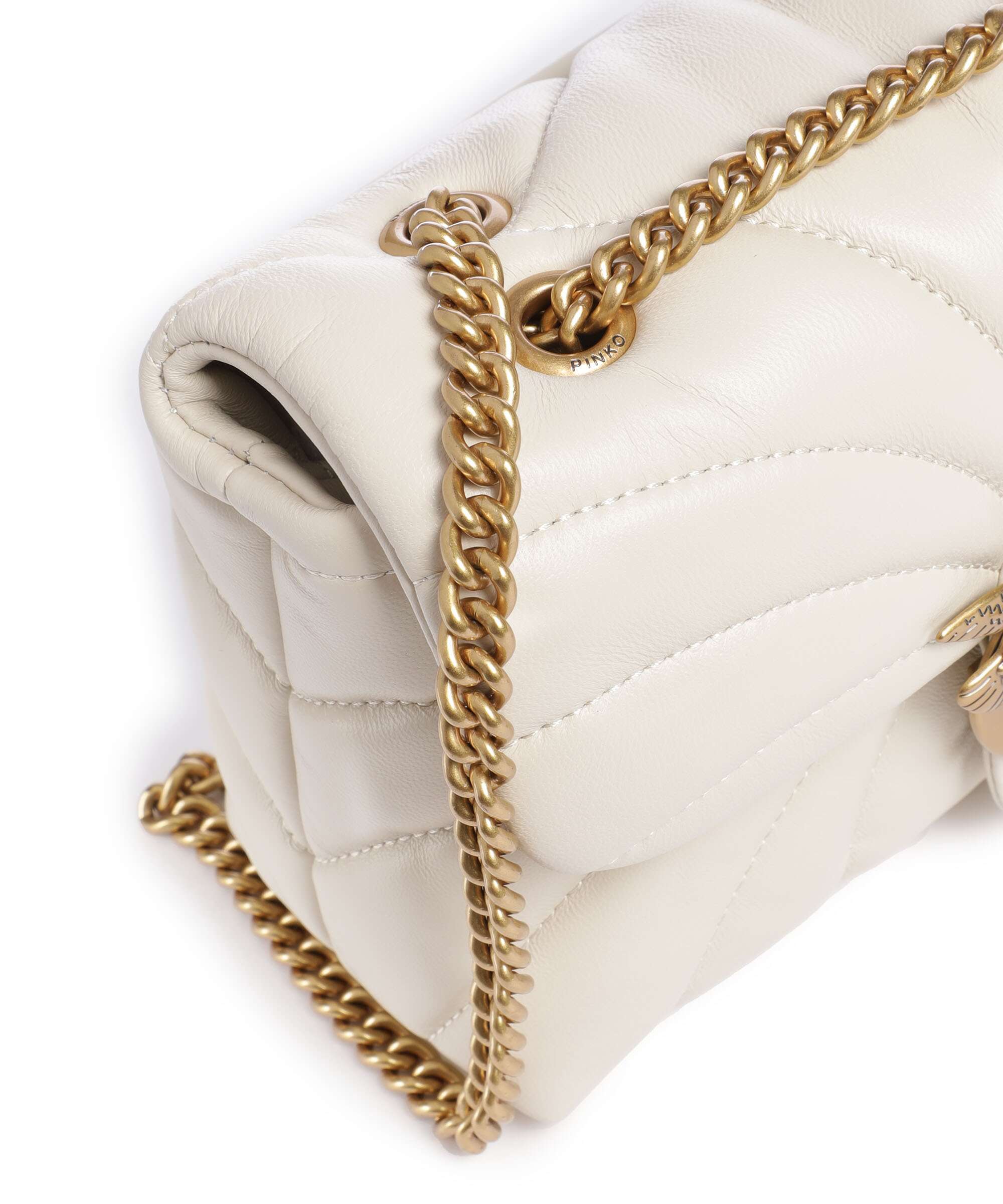 Pinko Love Puff Mini Torba na ramię bianco seta/antique gold - Image 5
