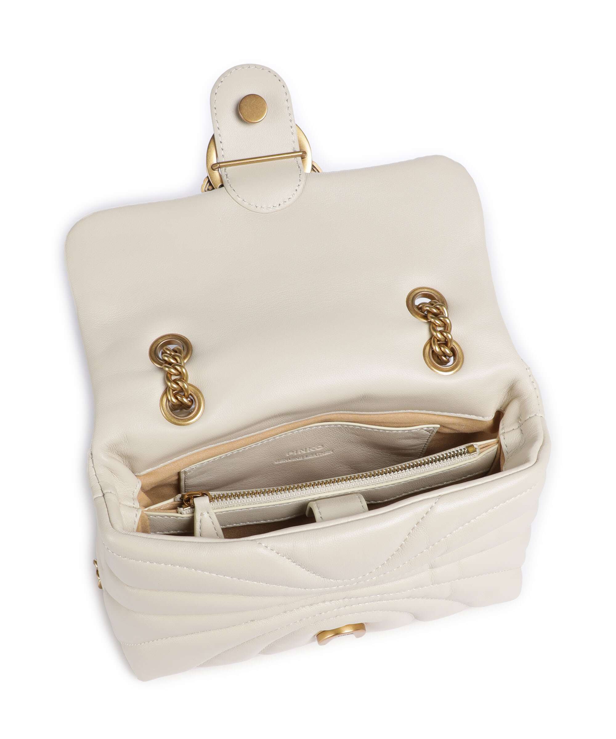Pinko Love Puff Mini Torba na ramię bianco seta/antique gold - Image 7