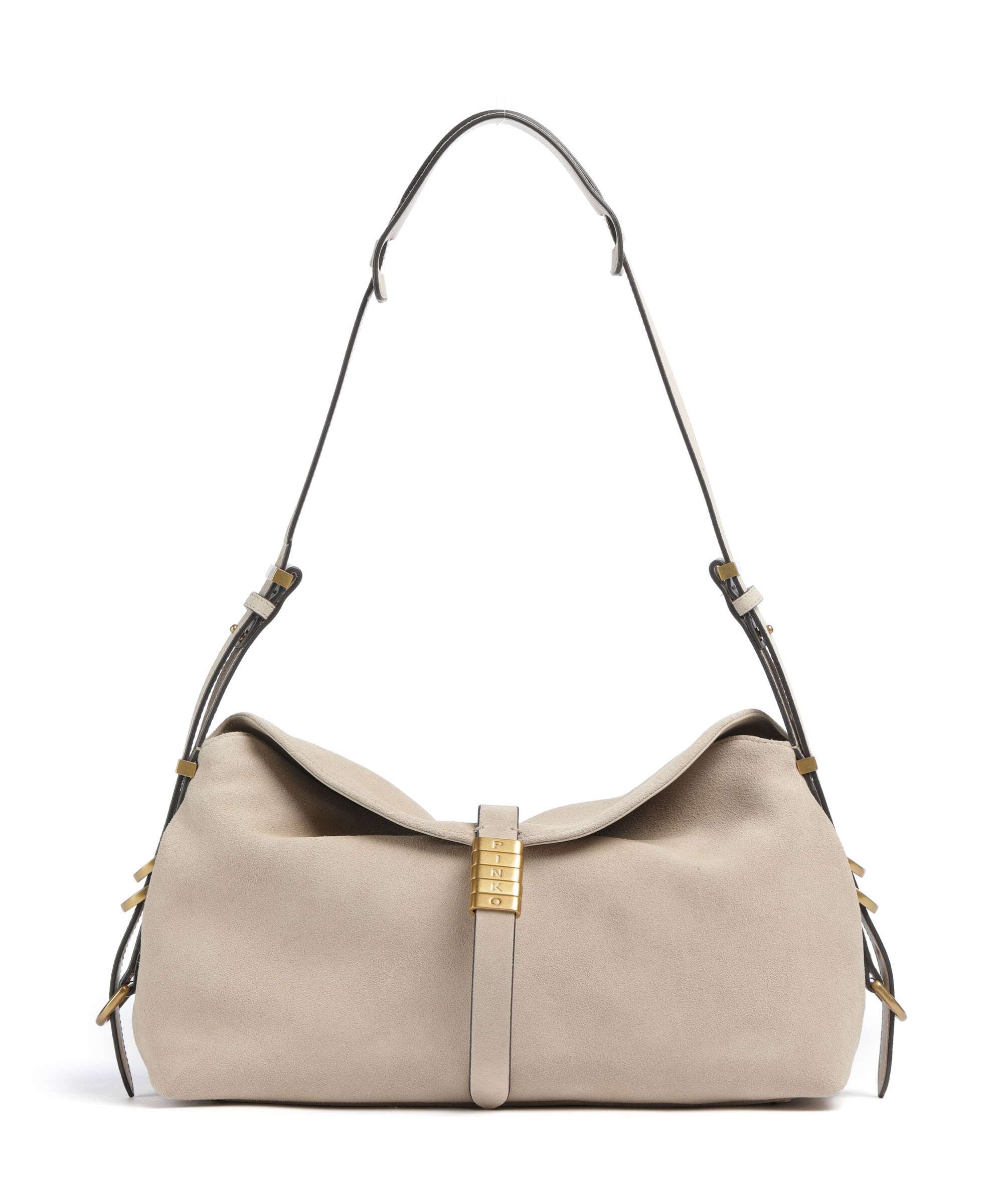 Pinko Saddle Classic Torebka worek beige/grigio fumo/antique gold