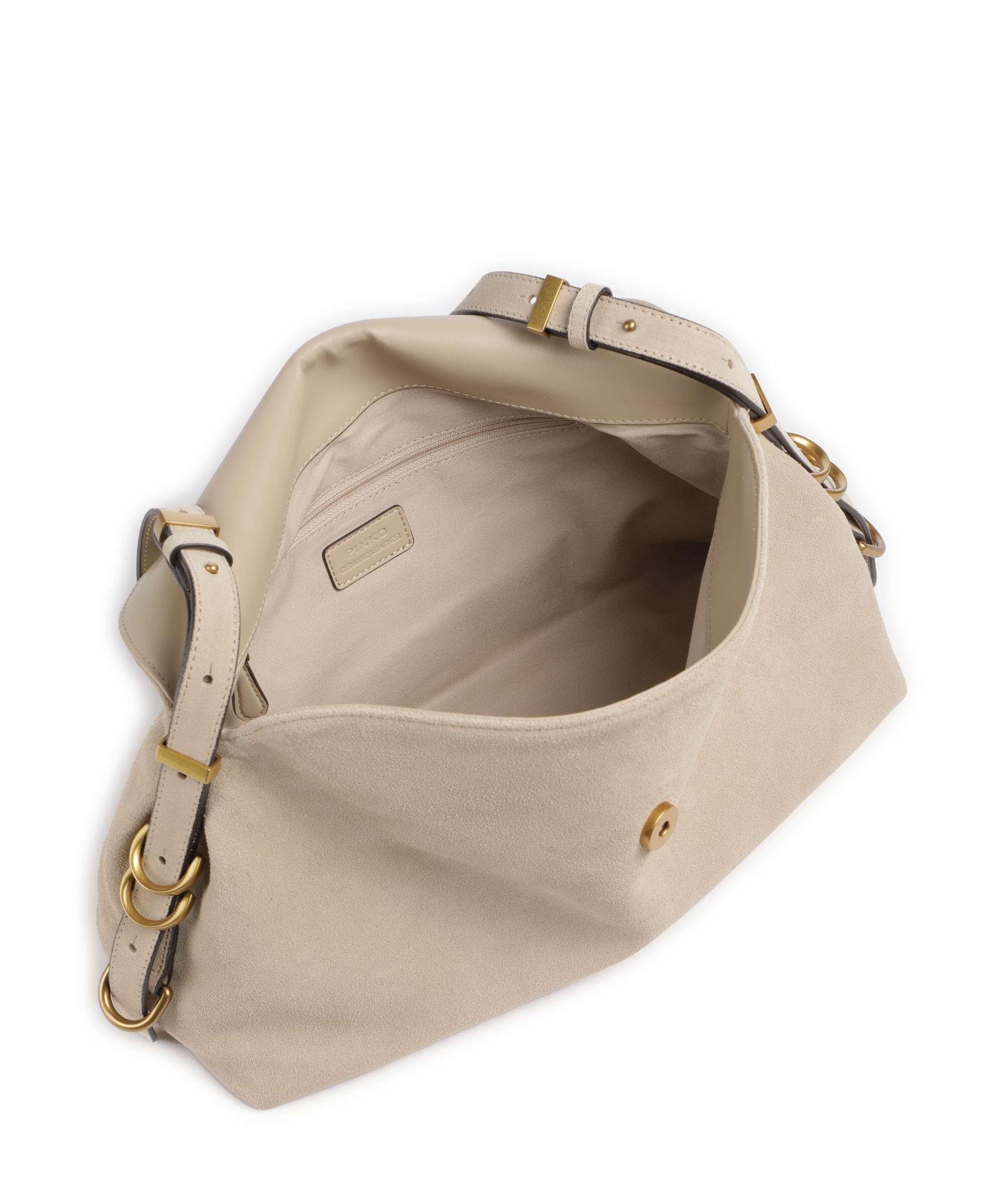 Pinko Saddle Classic Torebka worek beige/grigio fumo/antique gold - Image 5