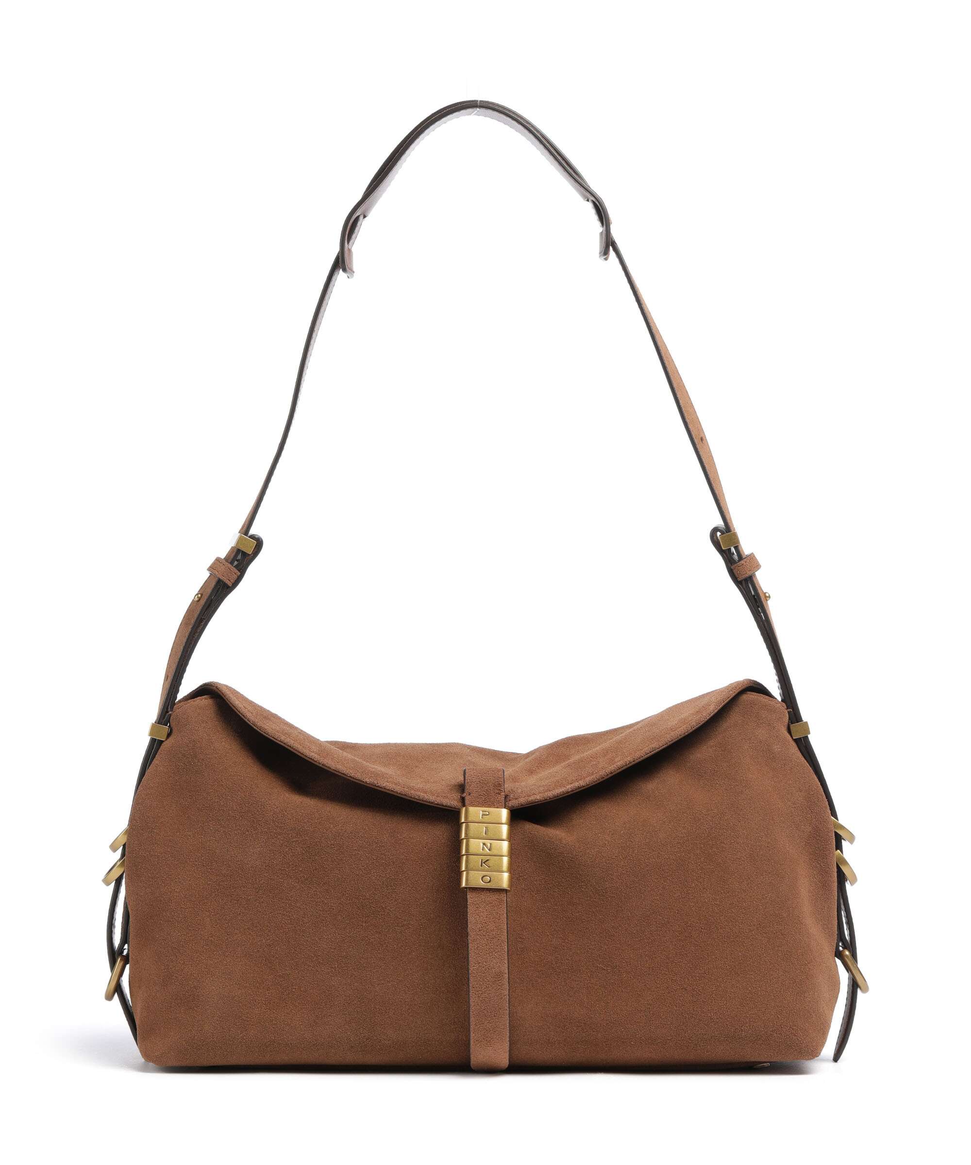 Pinko Saddle Classic Torebka worek marrone/leone/antique gold