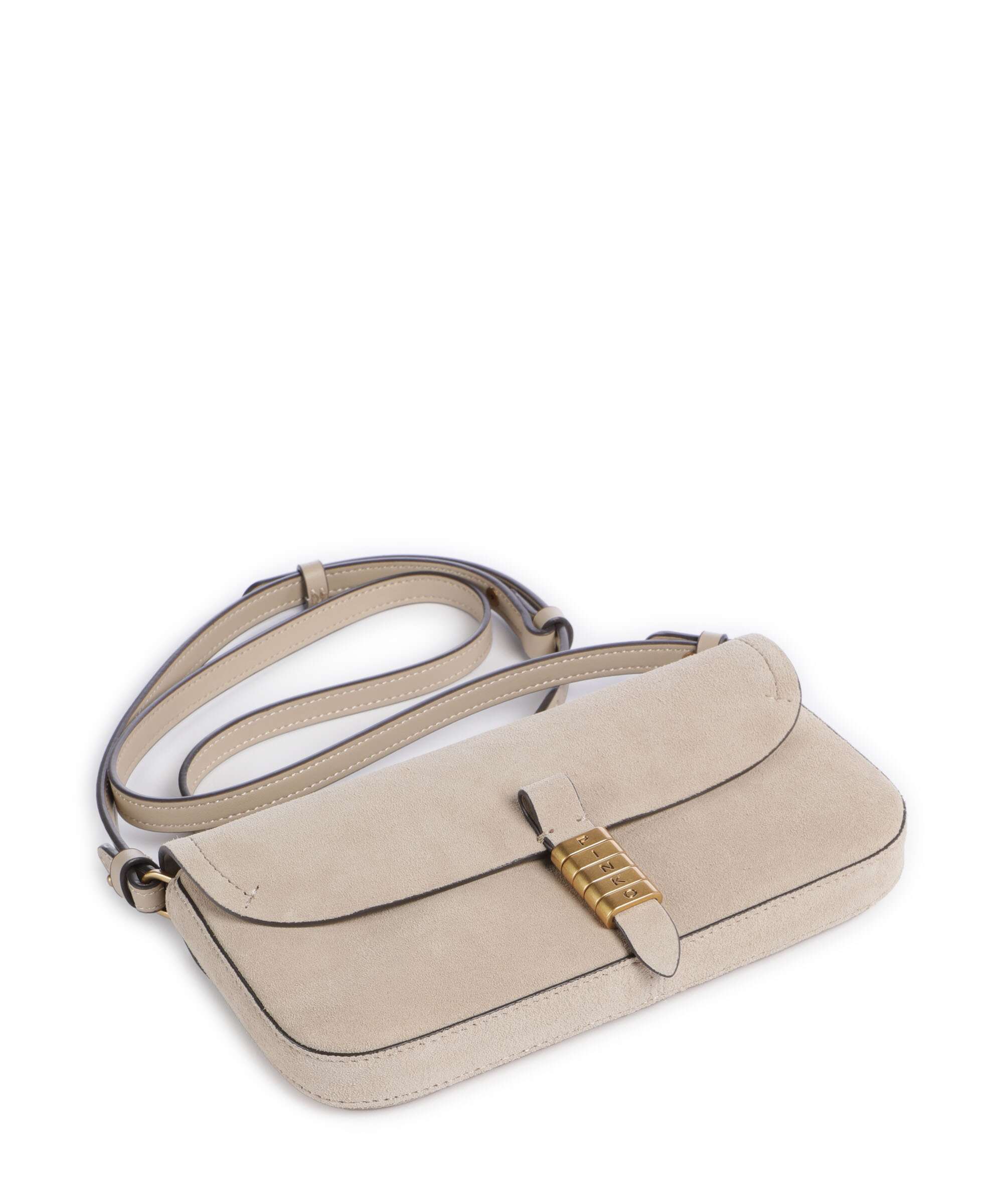 Pinko Saddle Flat Torba przez ramię beige/grigio fumo/antique gold - Image 5