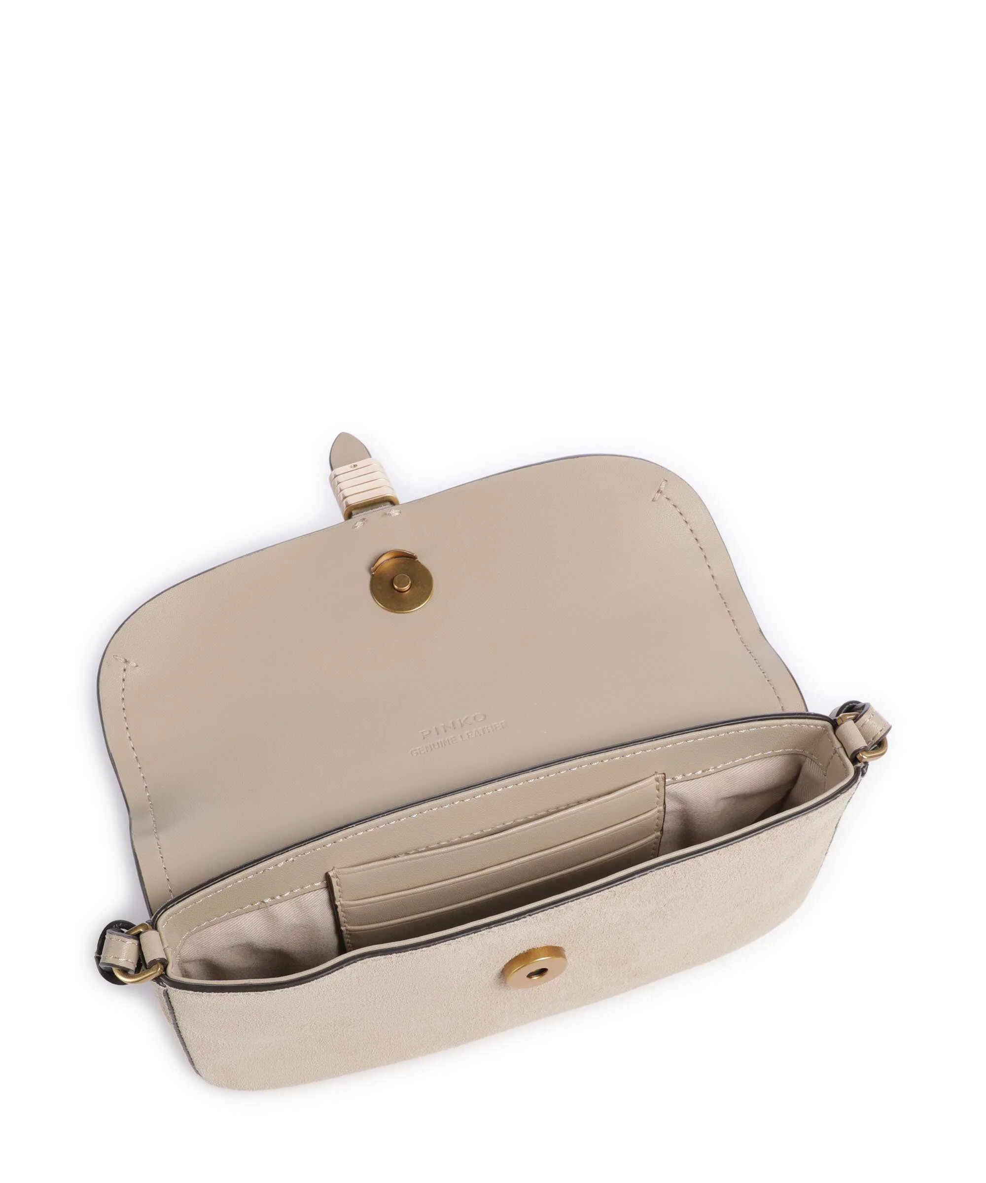 Pinko Saddle Flat Torba przez ramię beige/grigio fumo/antique gold - Image 6