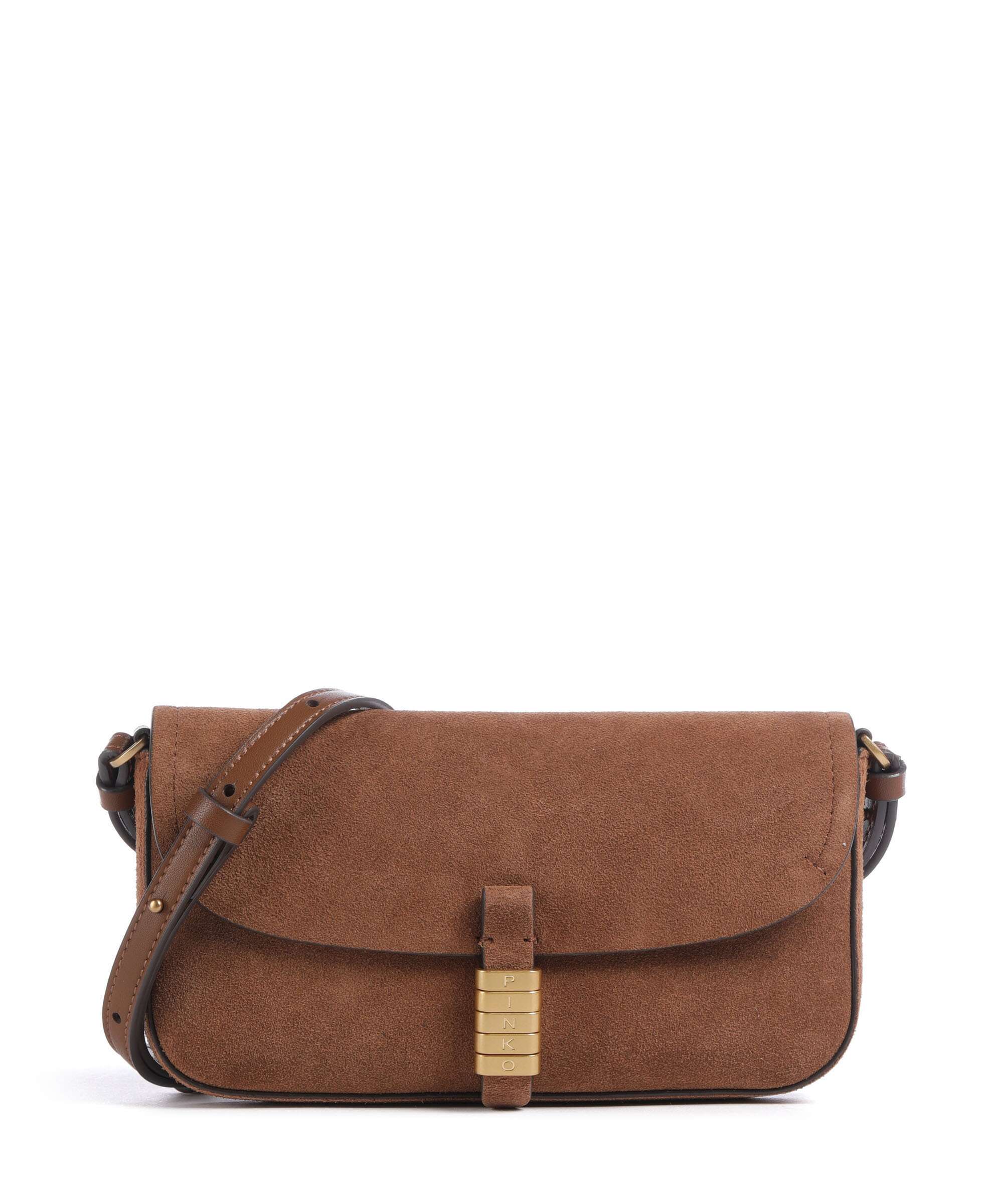 Pinko Saddle Flat Torba przez ramię marrone/leone/antique gold