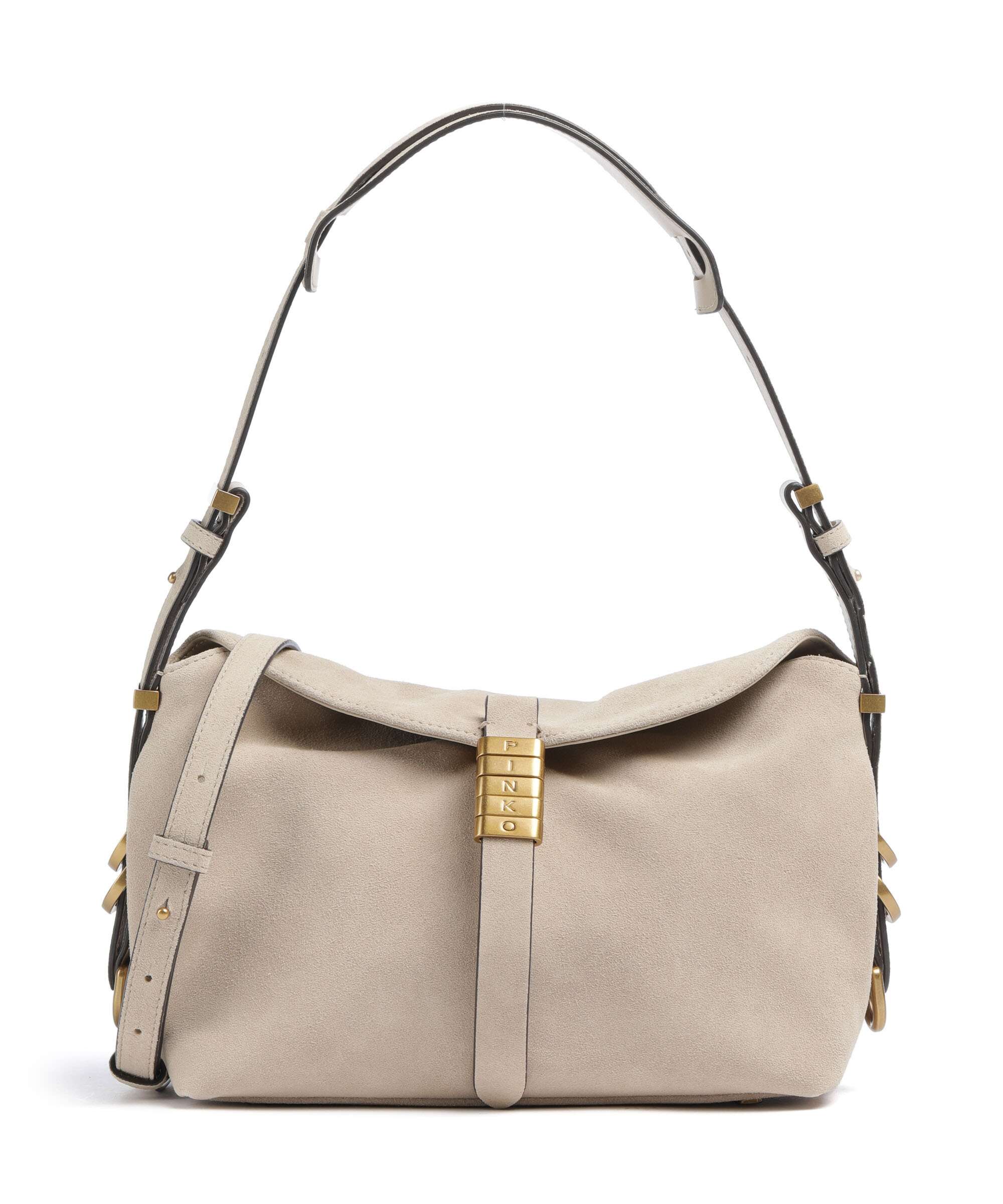 Pinko Saddle Horizontal Mini Torba na ramię beige/grigio fumo/antique gold