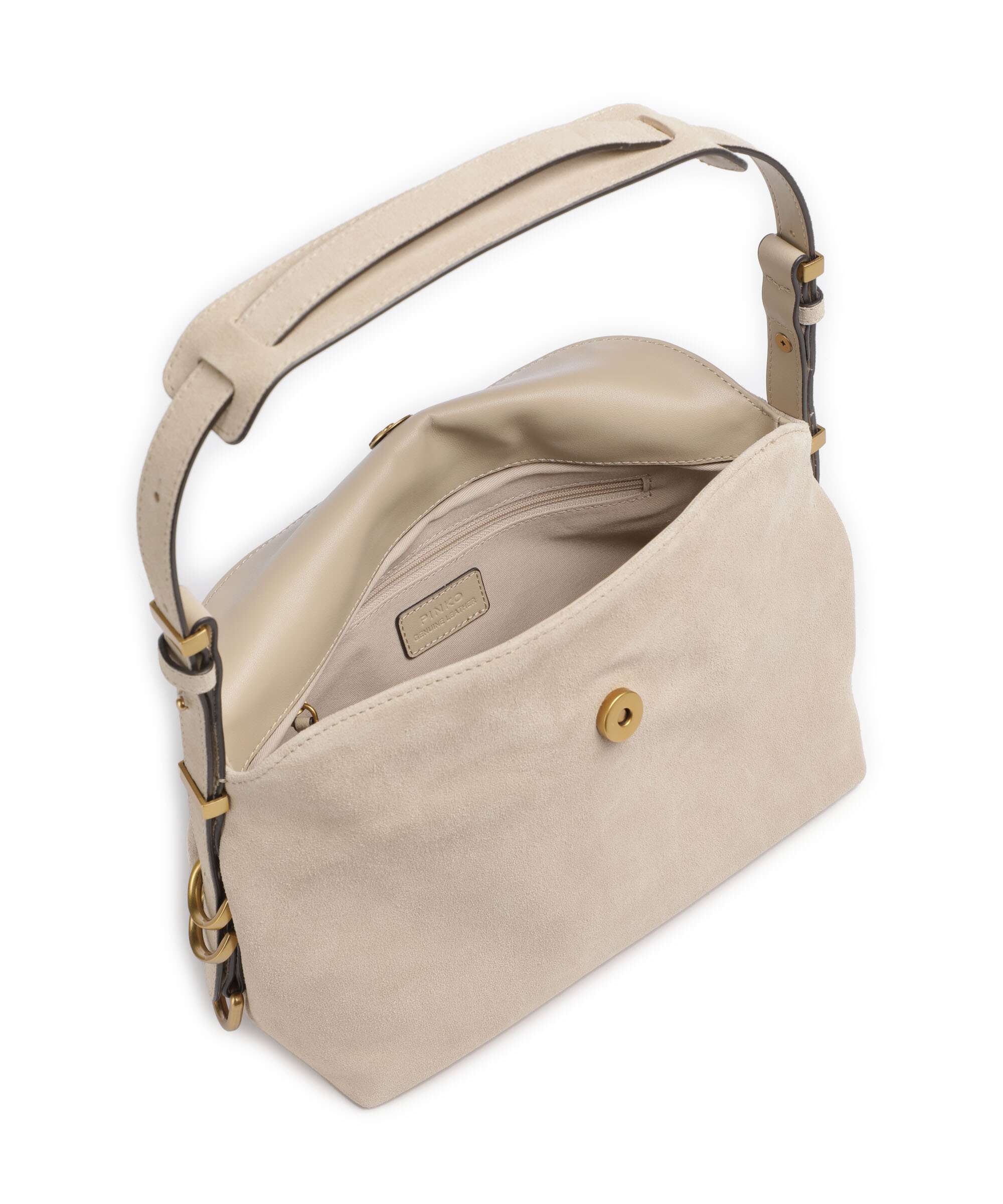 Pinko Saddle Horizontal Mini Torba na ramię beige/grigio fumo/antique gold - Image 5