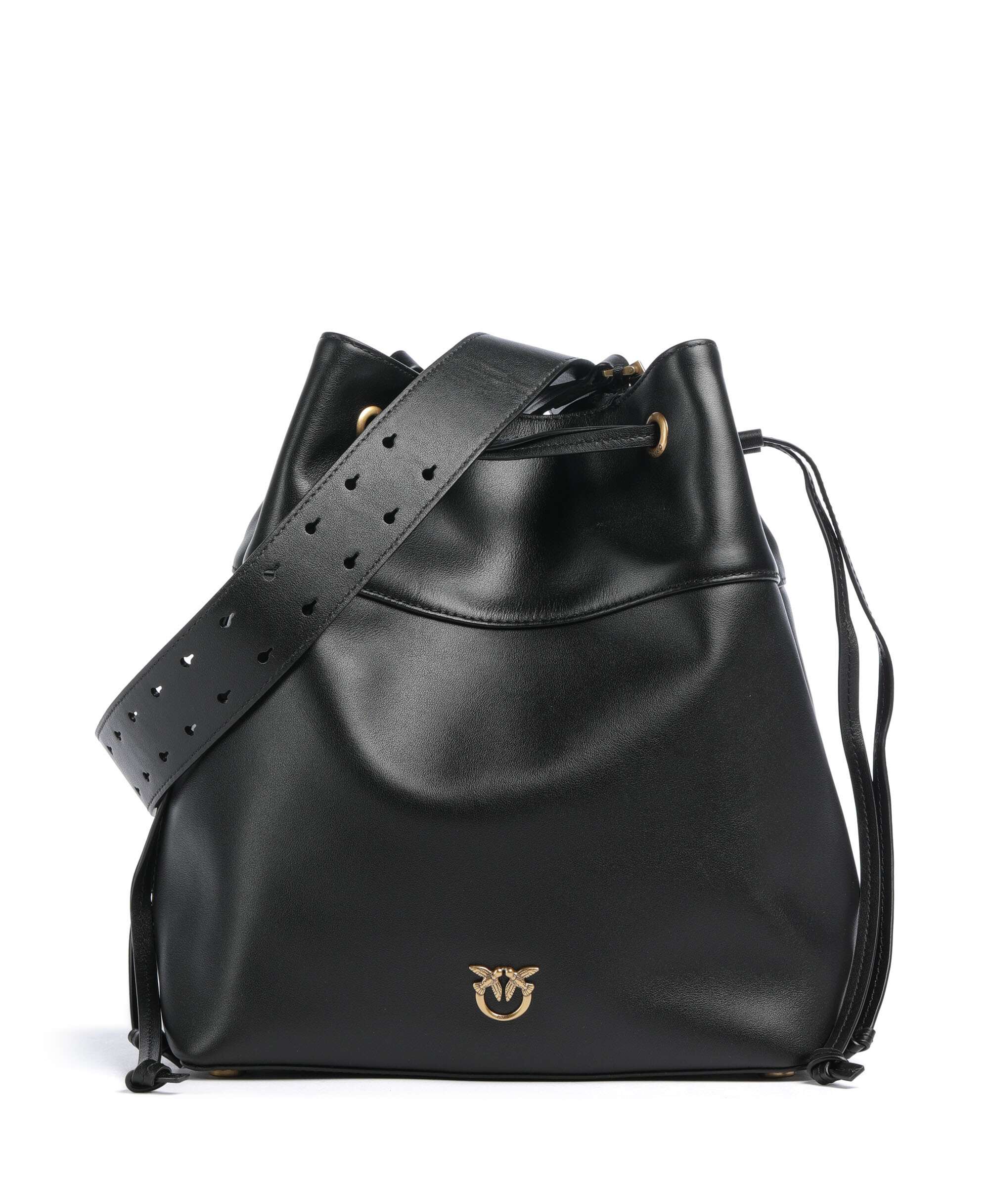 Pinko Secchiello Classic Torebka worek nero/antique gold