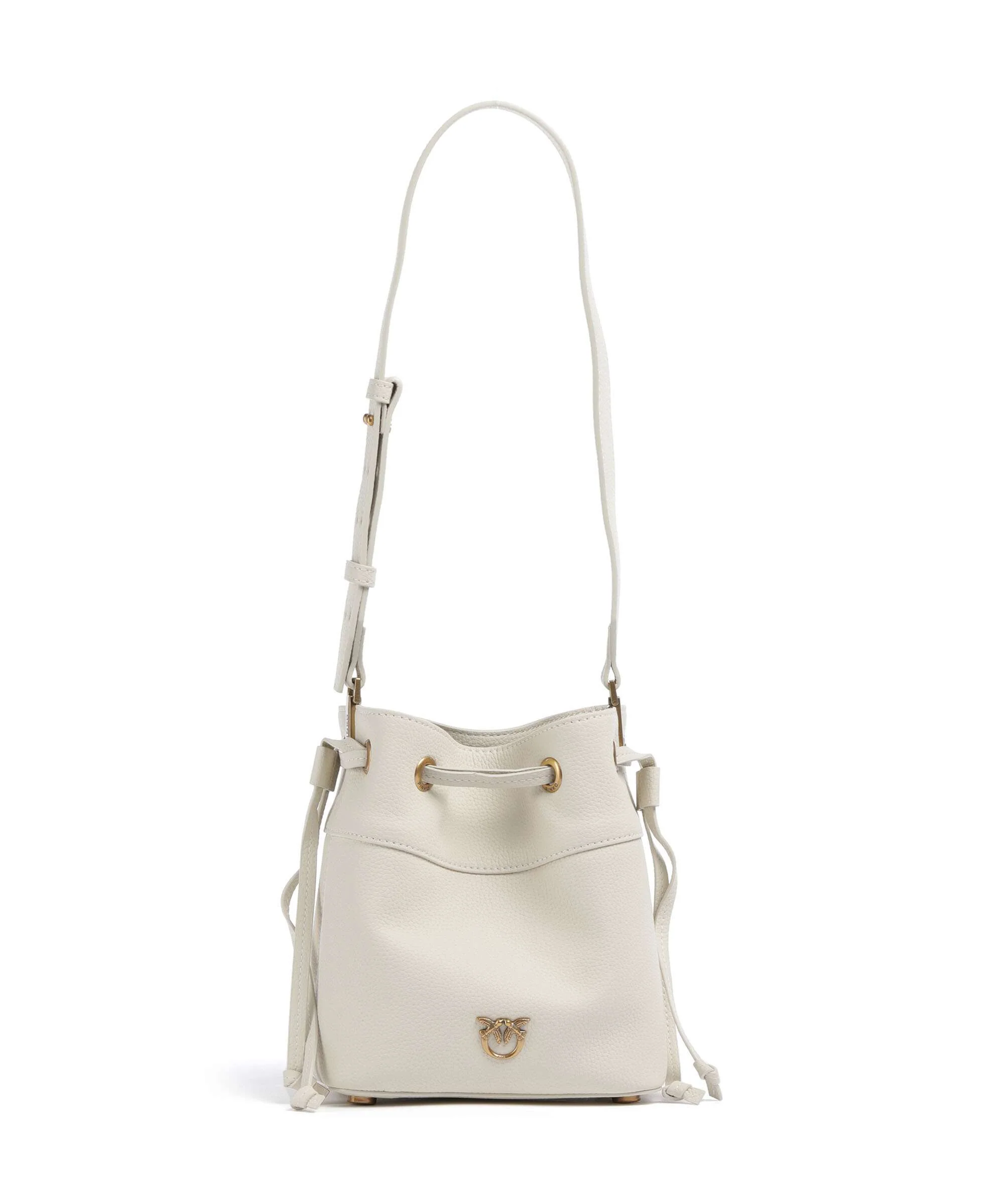 Pinko Secchiello Mini Torebka worek bianco seta/antique gold