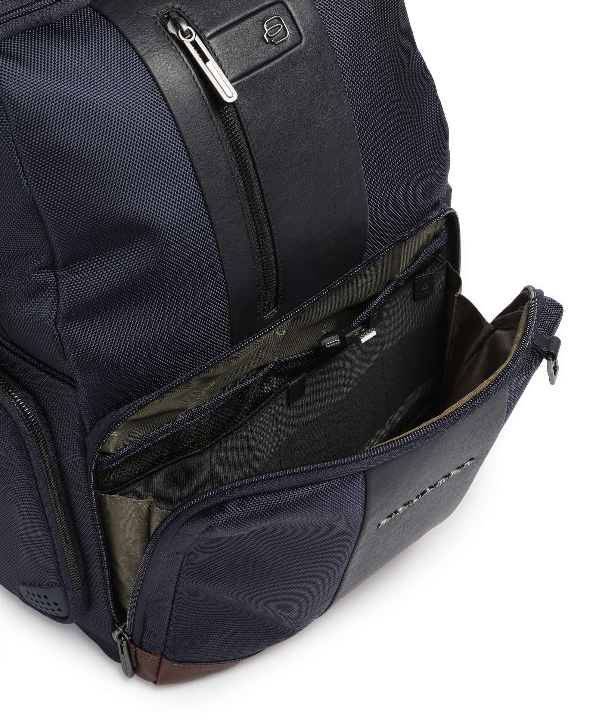 Piquadro Brief 2 Plecak na laptopa blue/cognac - Image 4