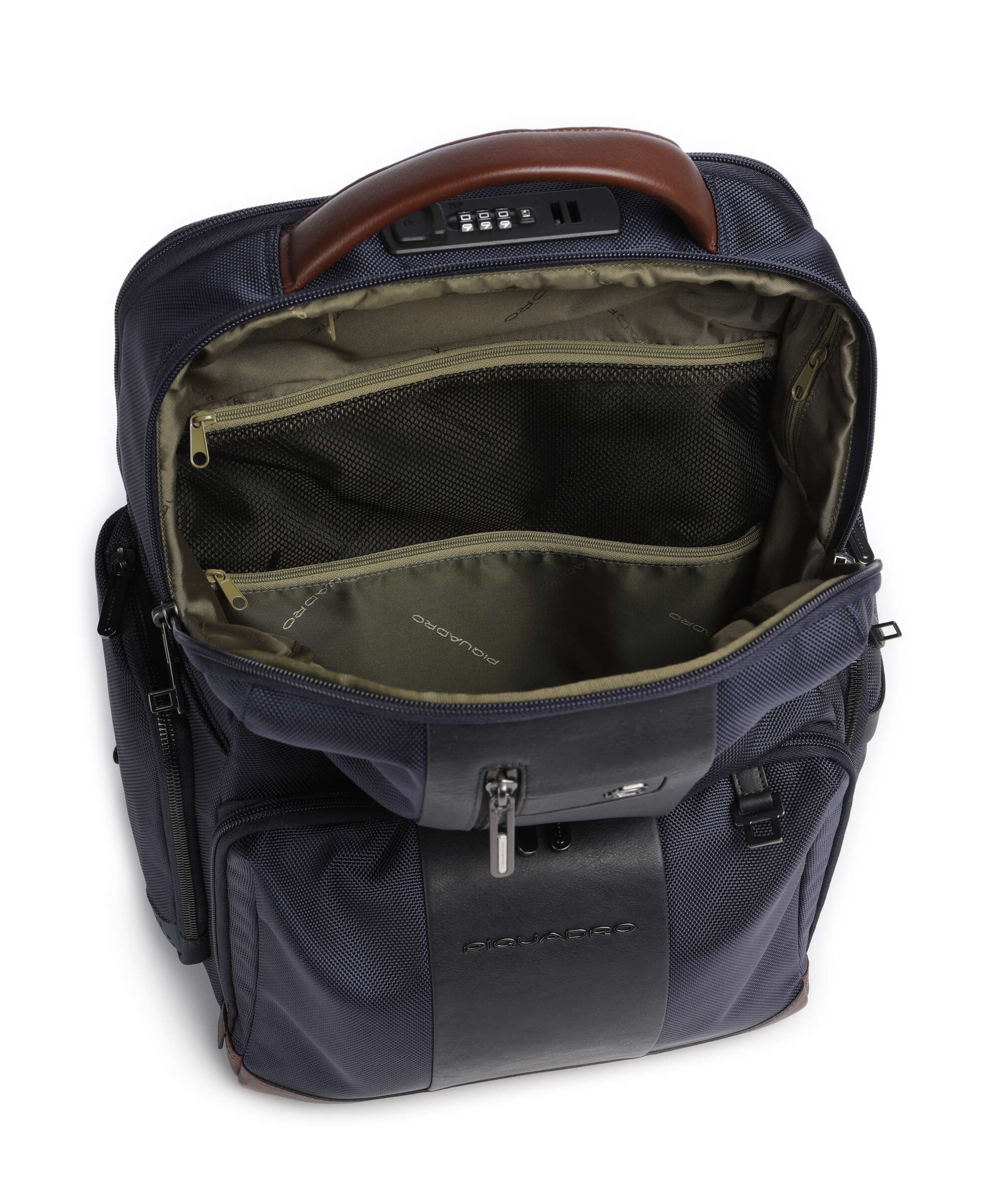 Piquadro Brief 2 Plecak na laptopa blue/cognac - Image 5
