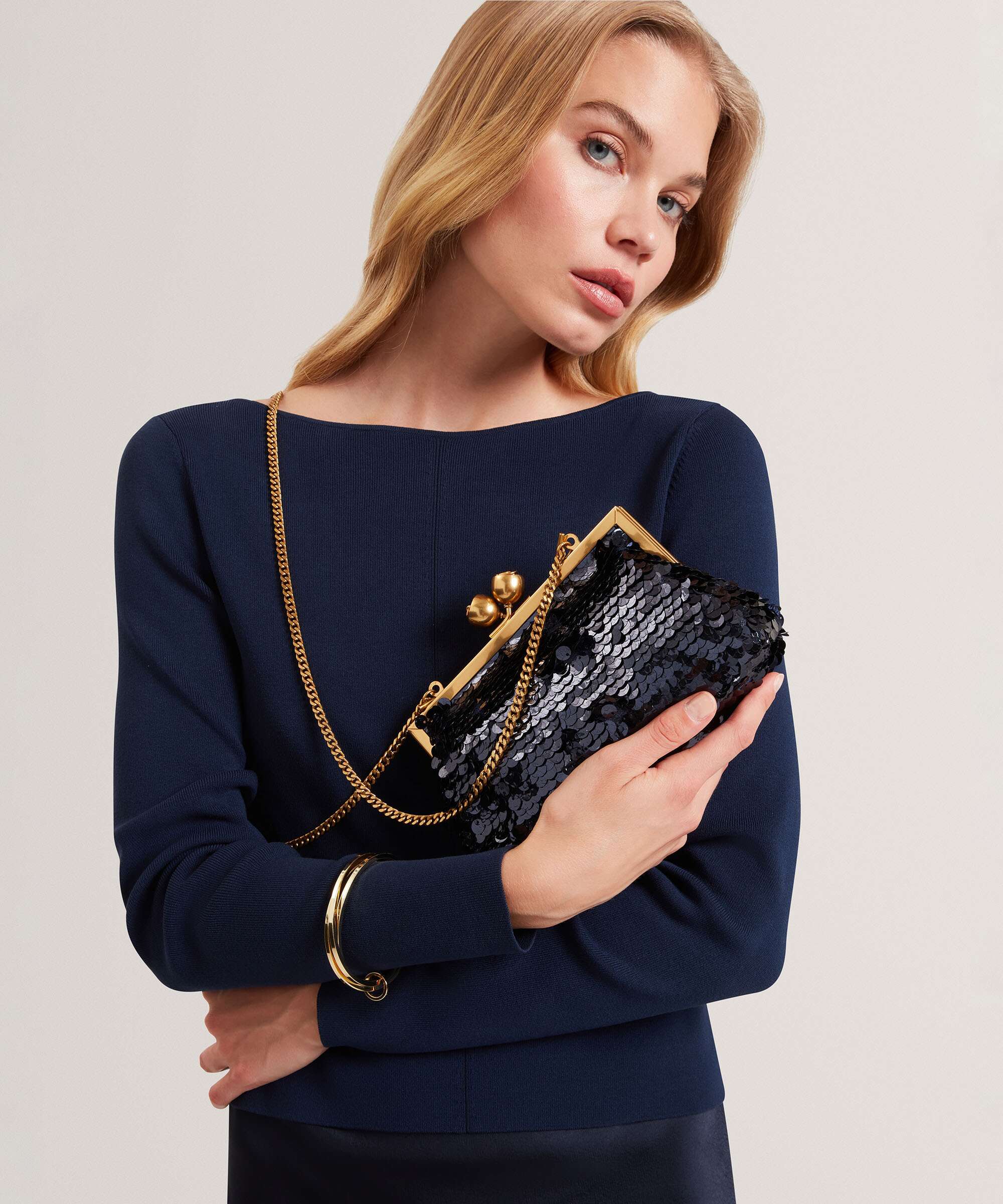 Ted Baker Sequinz Torba przez ramię navy - Image 3