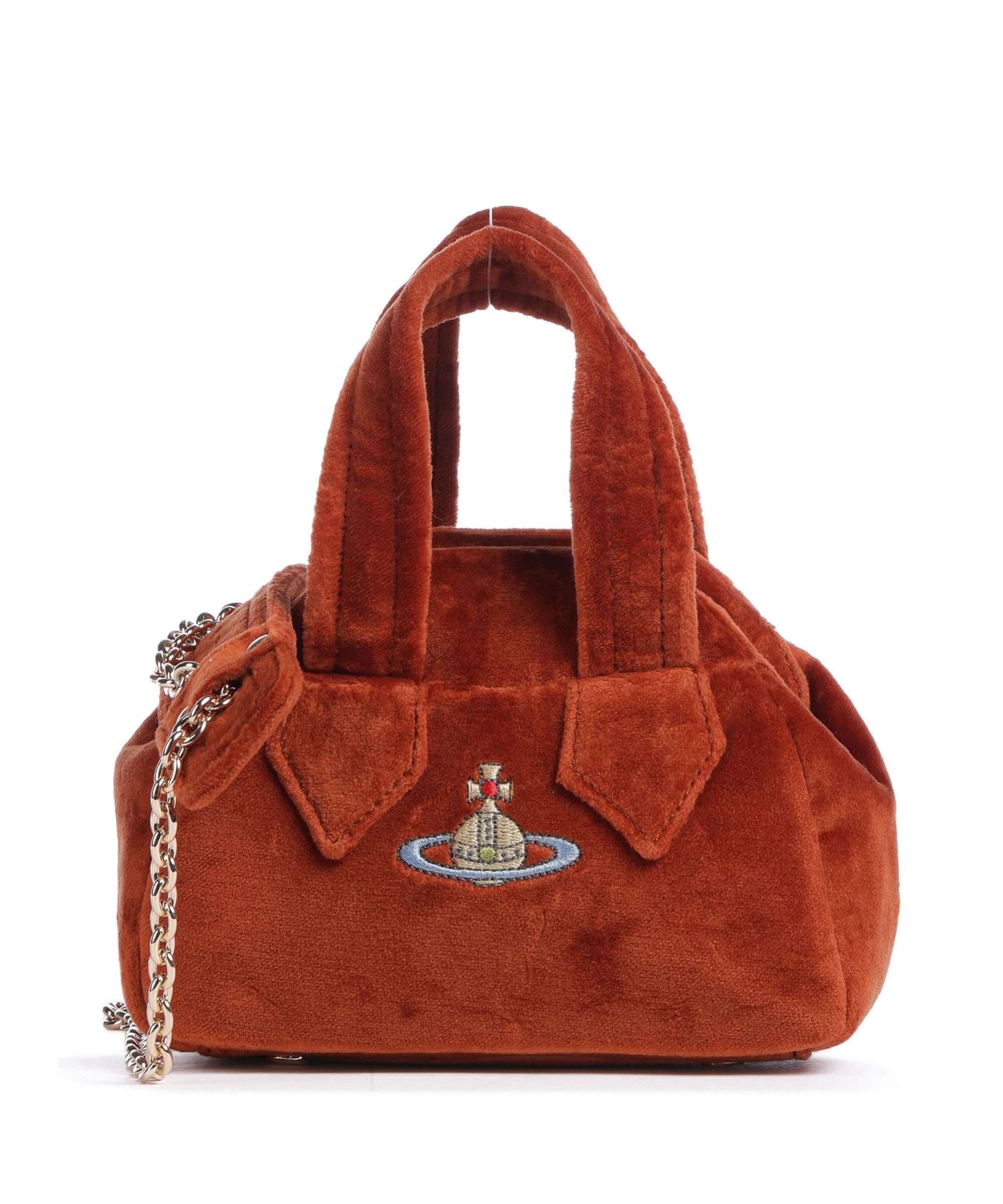 Vivienne Westwood Archive Velvet Mini Torba przez ramię burnt orange