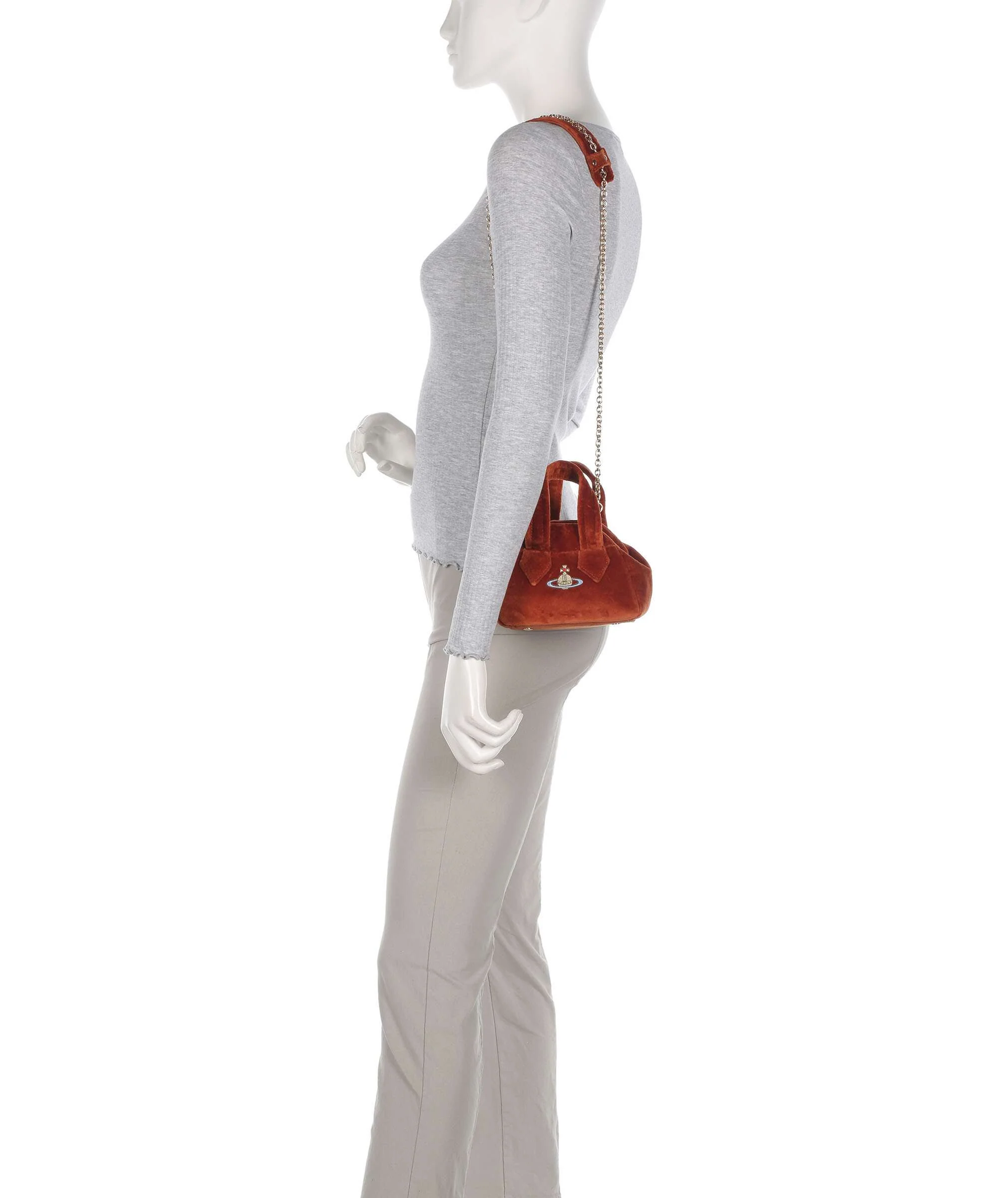 Vivienne Westwood Archive Velvet Mini Torba przez ramię burnt orange - Image 3