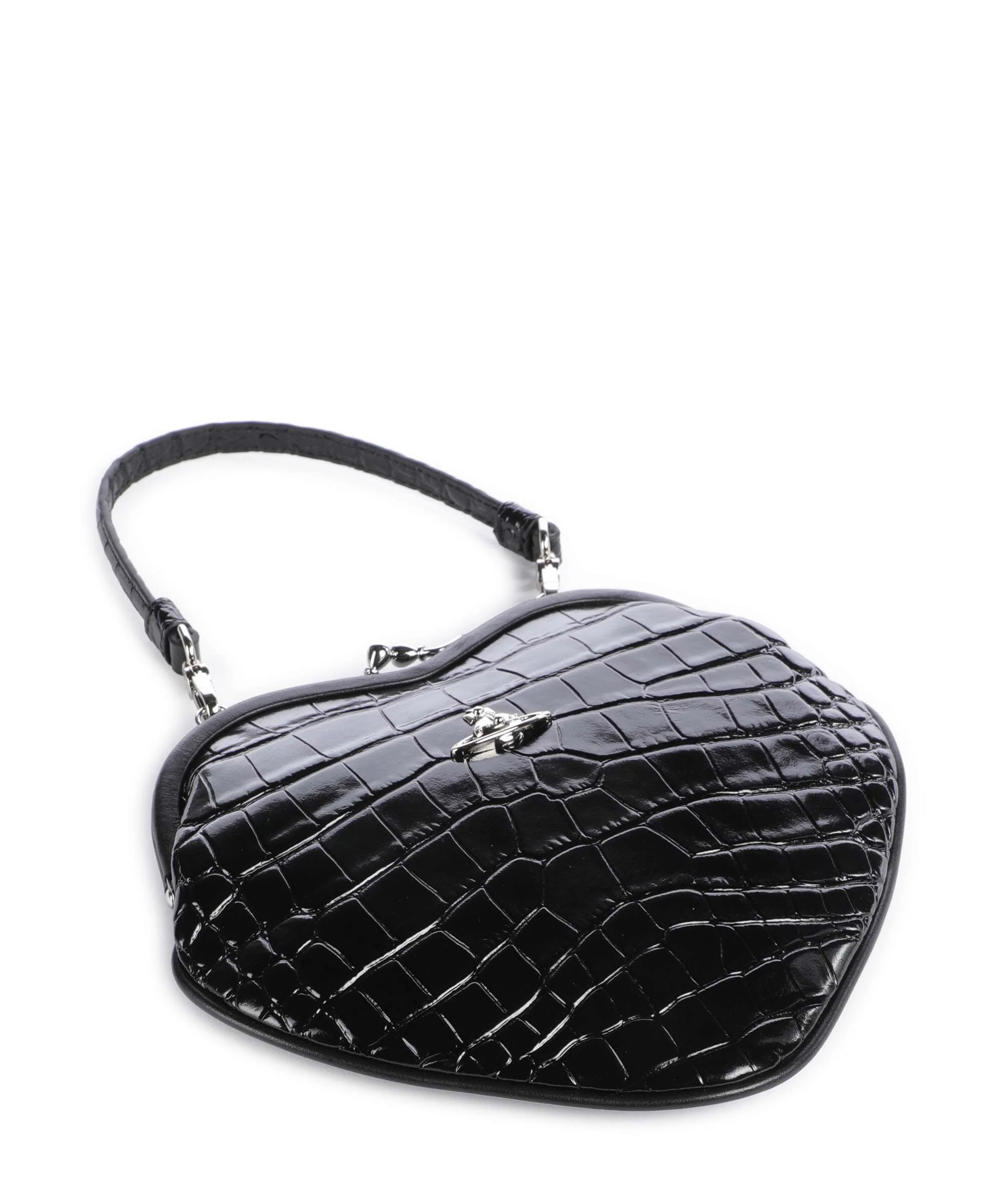 Vivienne Westwood Belle Heart Frame Embossed Croc Torba przez ramię black - Image 5