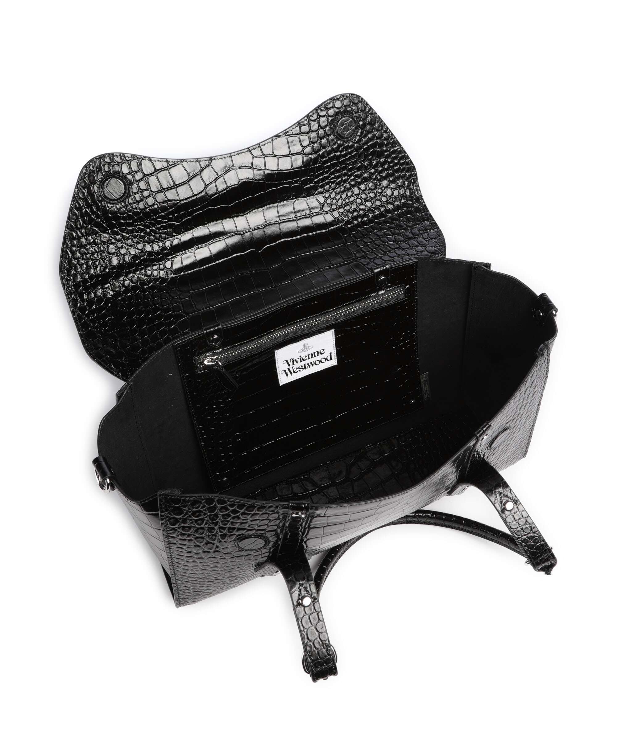 Vivienne Westwood Bettina Embossed Croc Medium Torba na zakupy black - Image 6