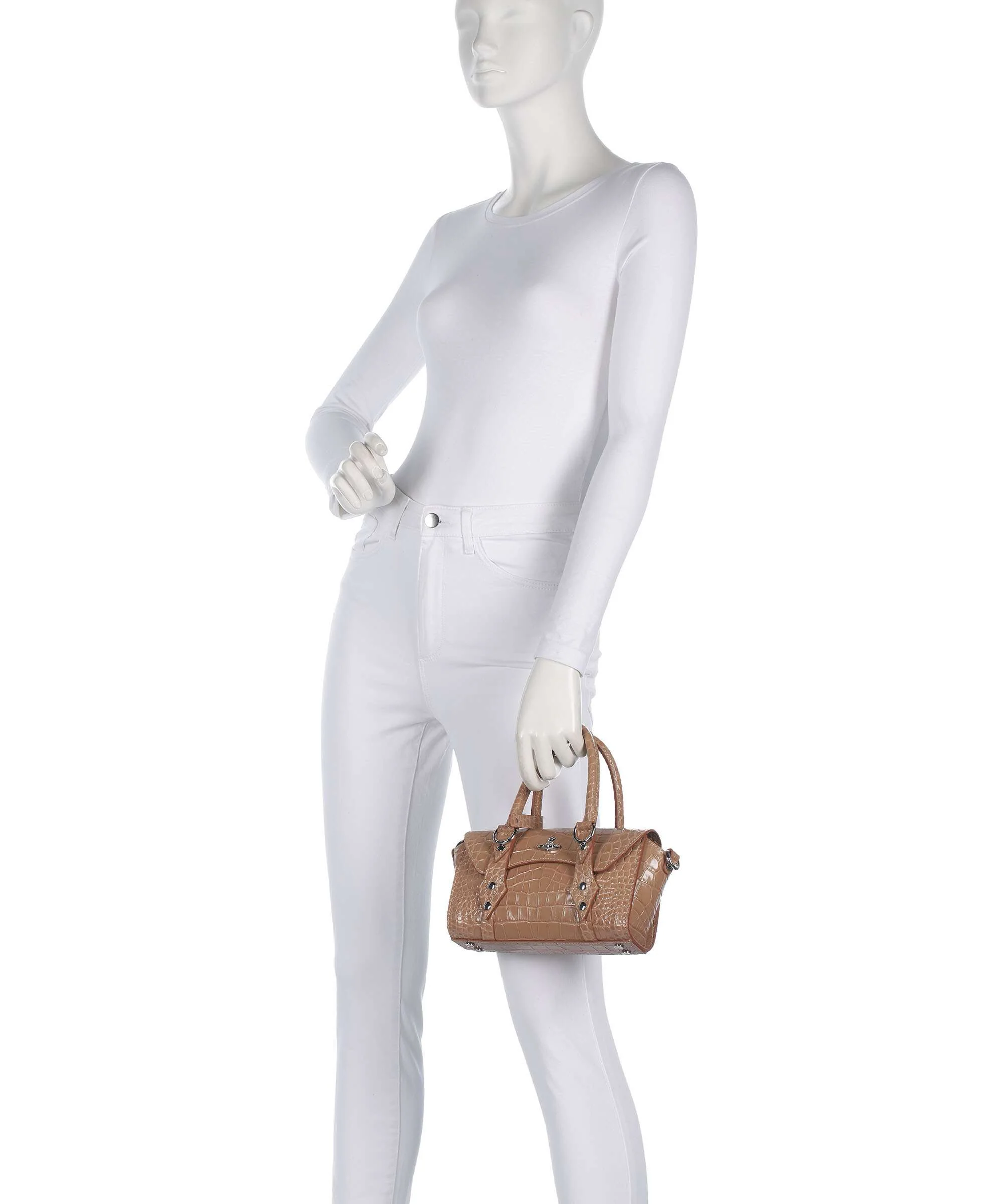 Vivienne Westwood Bettina Embossed Croc Mini Torebka dusty pink - Image 3