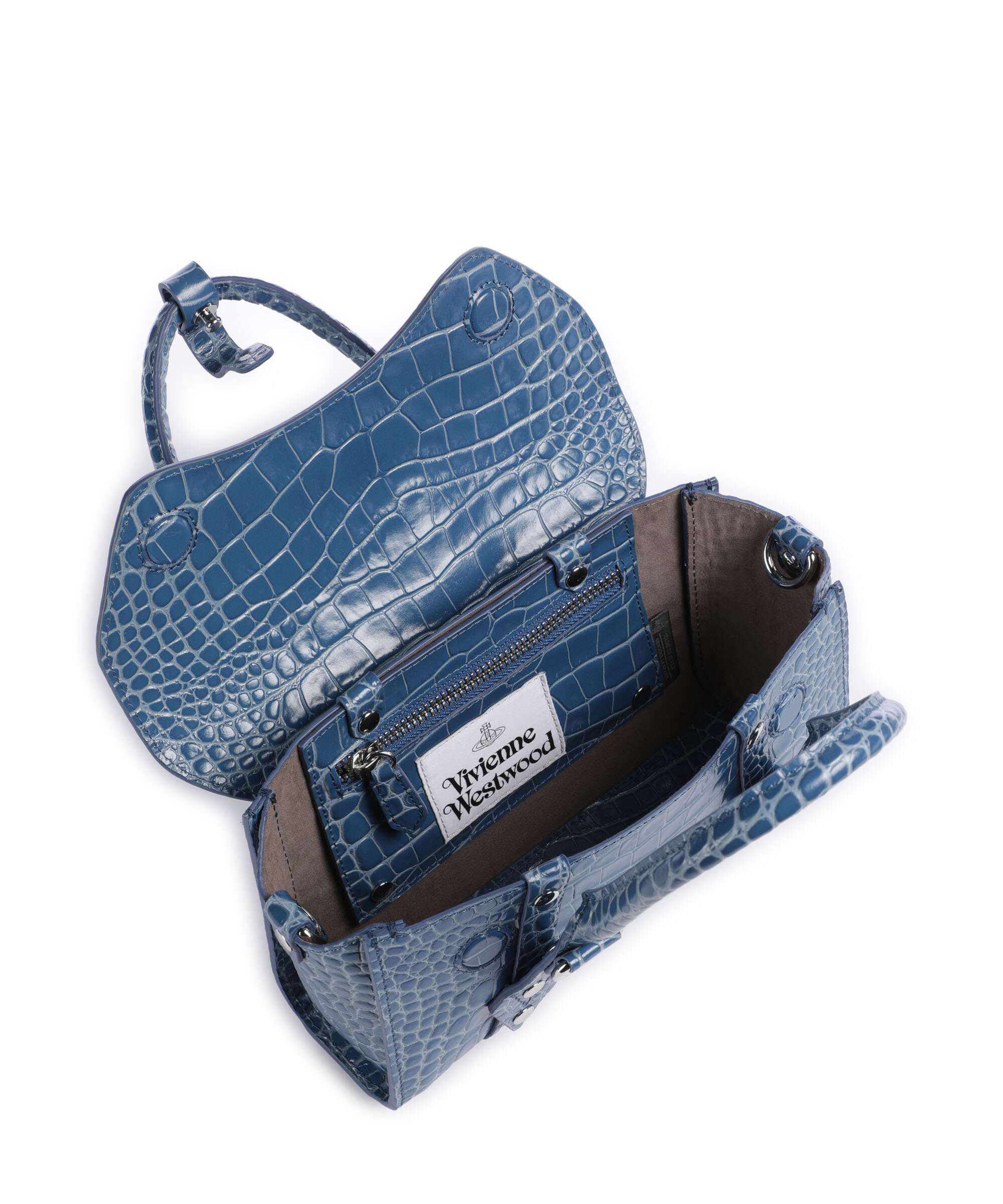 Vivienne Westwood Bettina Embossed Croc Mini Torebka blue - Image 6