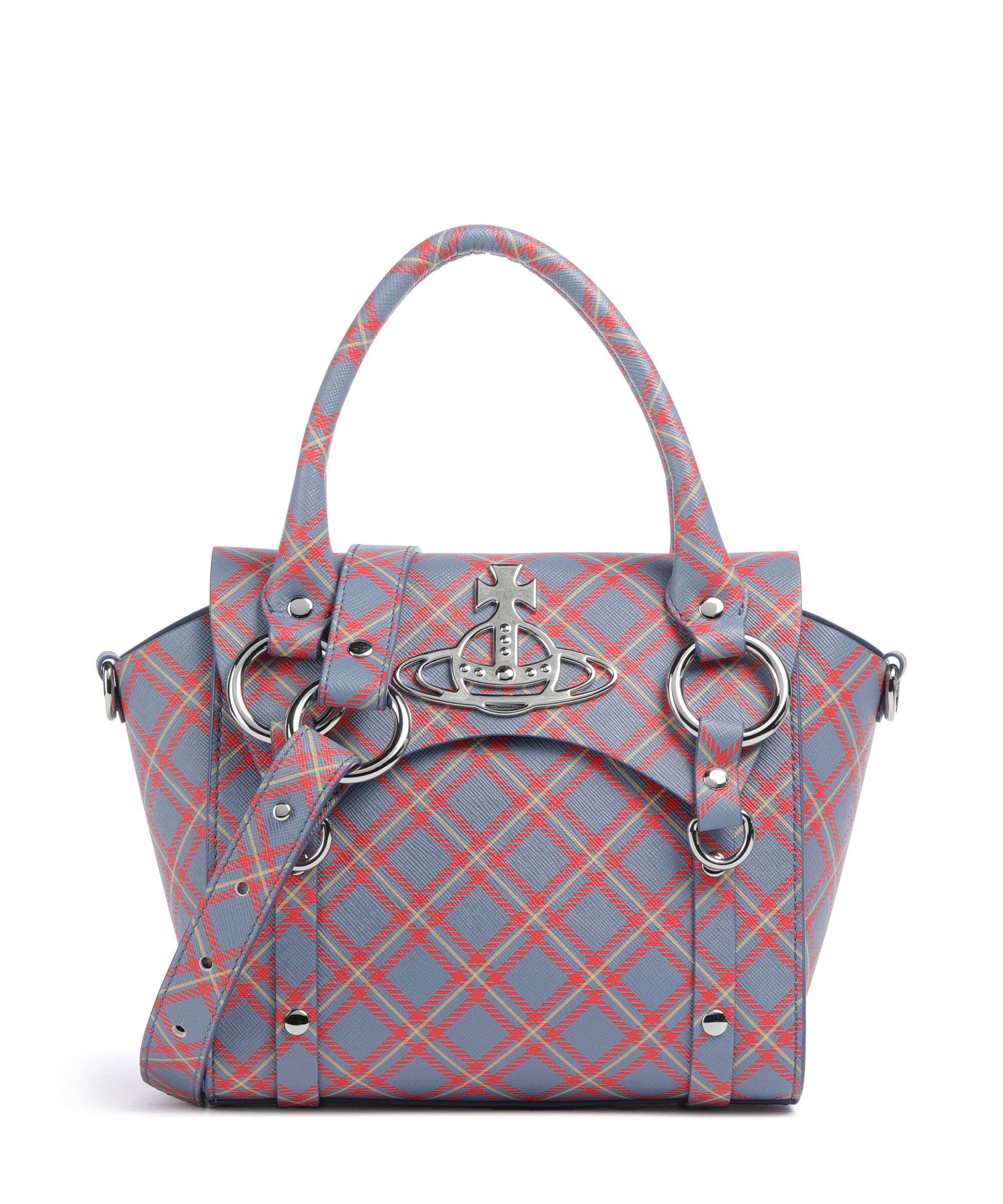 Vivienne Westwood Betty Saffiano Printed Small Torebka blue/orange tartan