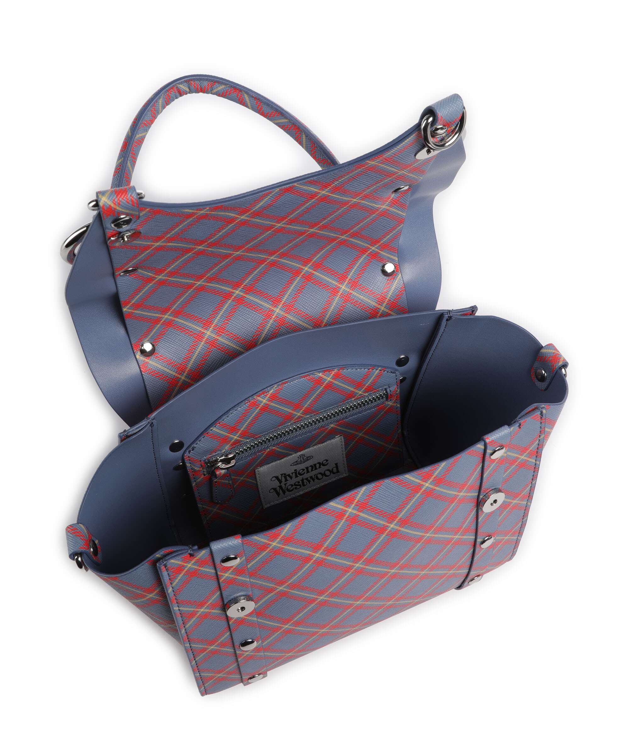 Vivienne Westwood Betty Saffiano Printed Small Torebka blue/orange tartan - Image 6