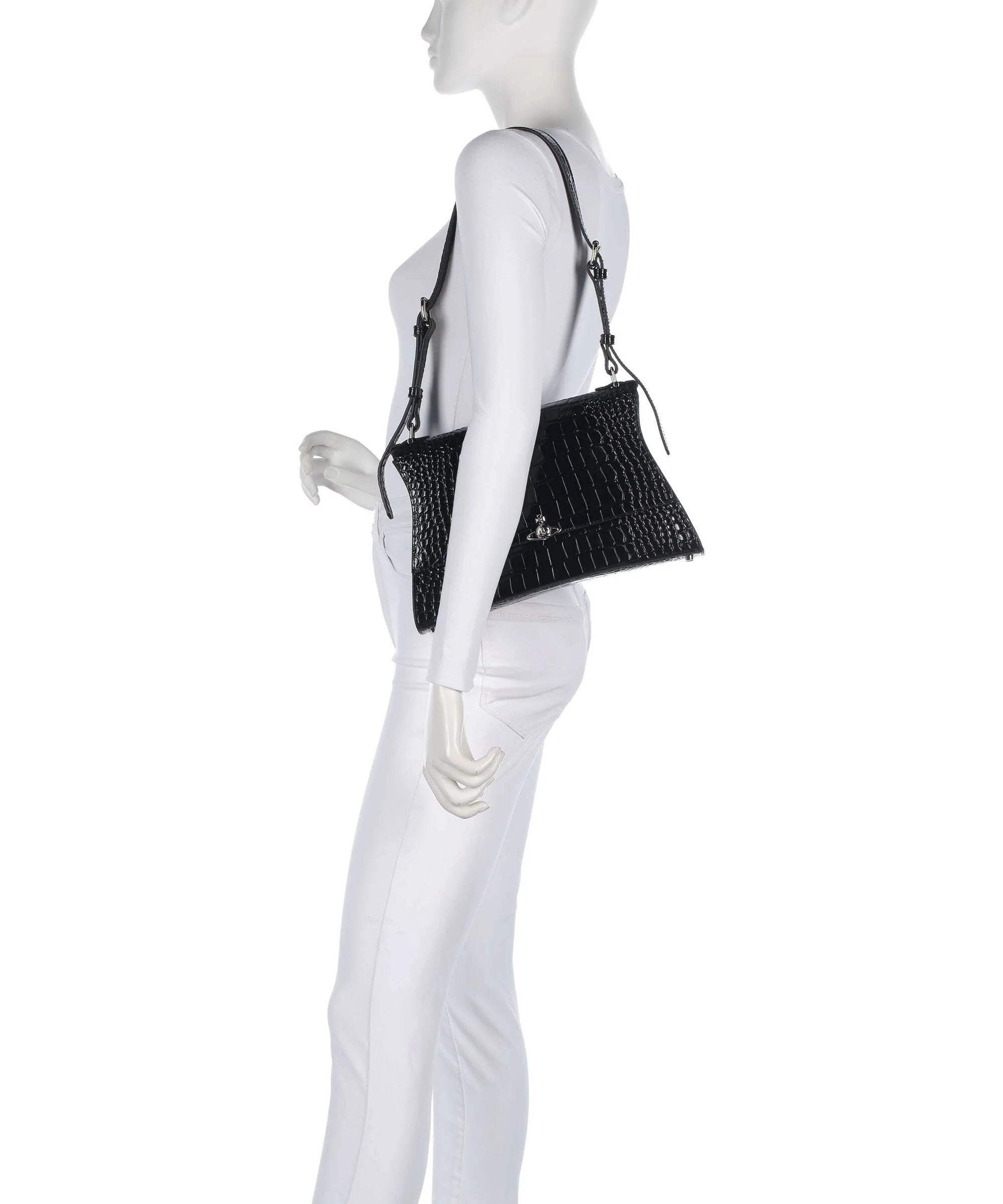 Vivienne Westwood Bianca Embossed Croc M Torba na ramię black - Image 3