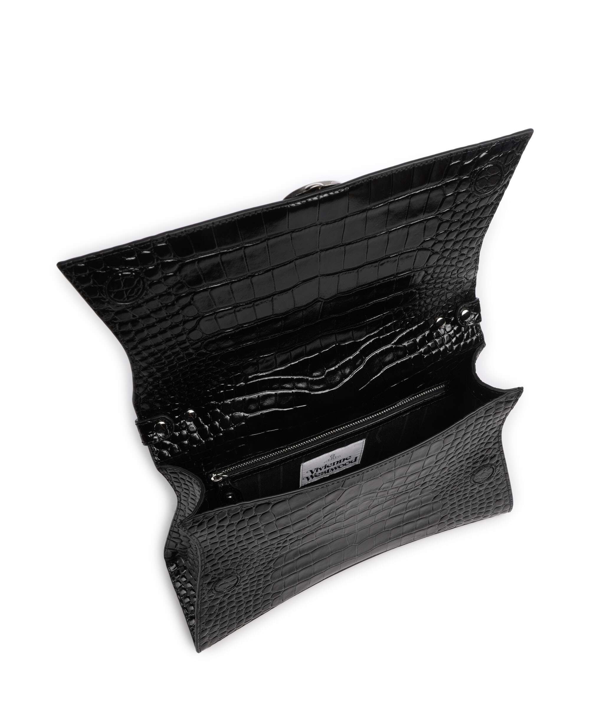 Vivienne Westwood Bianca Embossed Croc M Torba na ramię black - Image 5