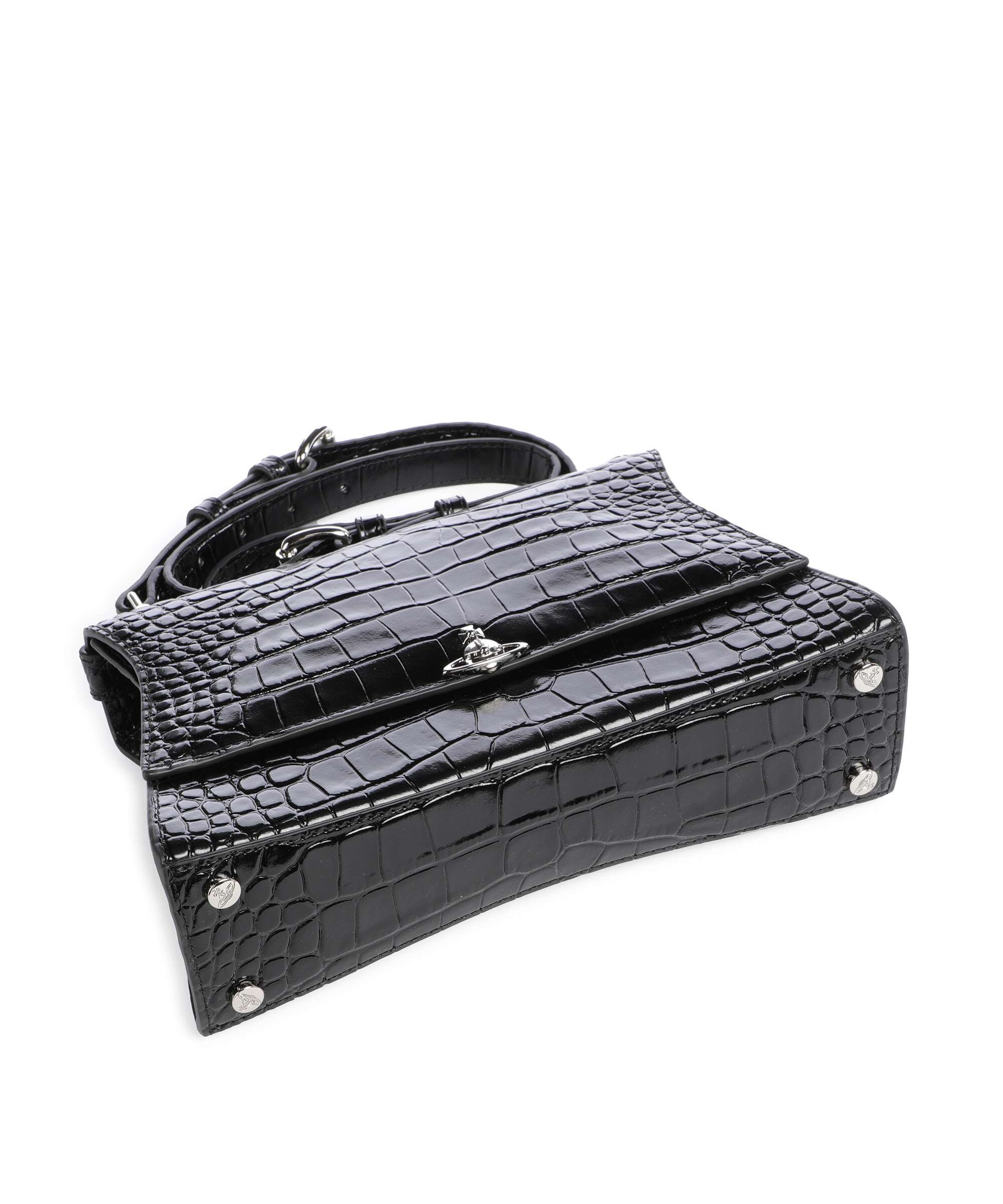 Vivienne Westwood Bianca Embossed Croc S Torba na ramię black - Image 5