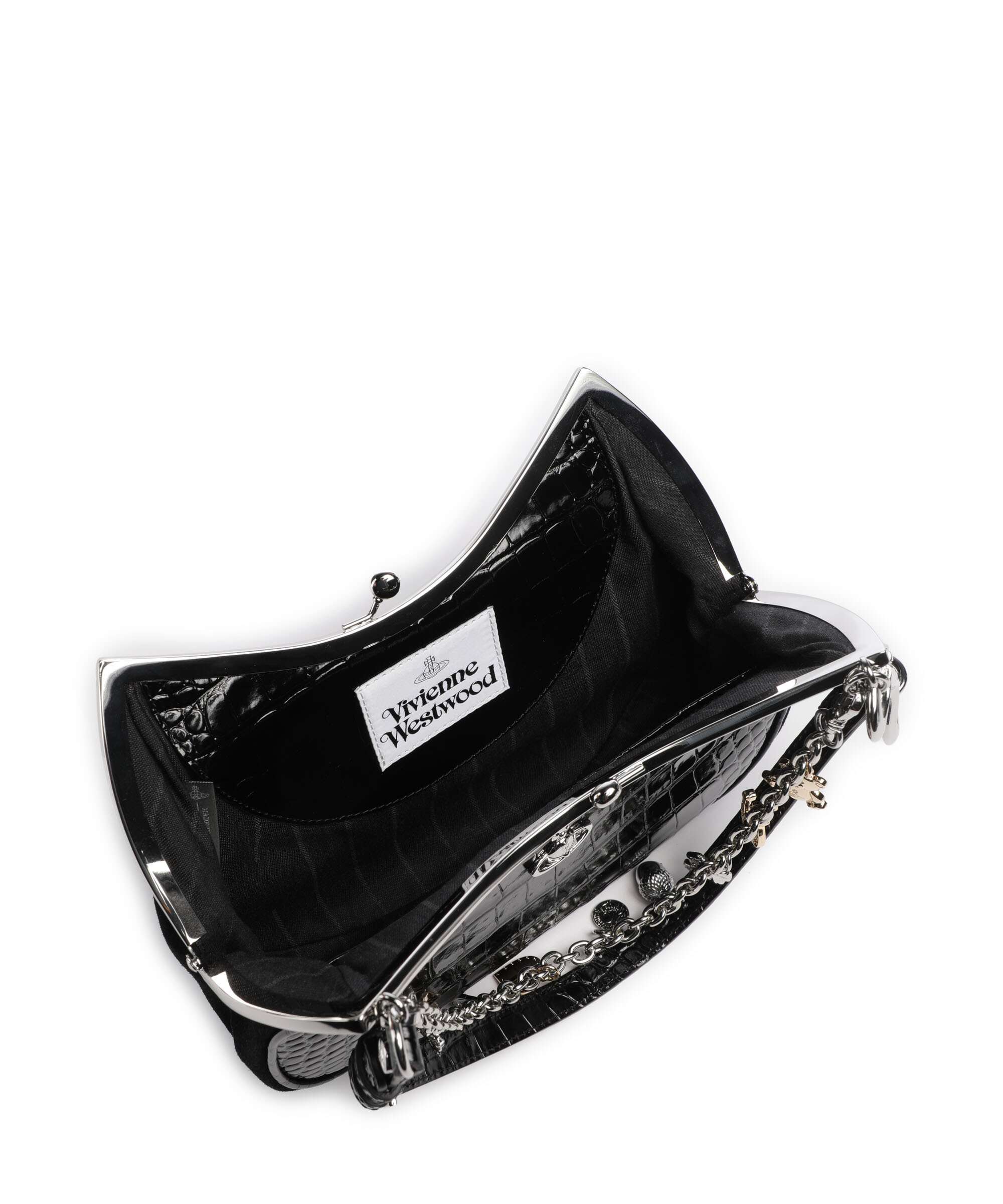 Vivienne Westwood Charm Frame Embossed Croc Torba na ramię black charms - Image 6
