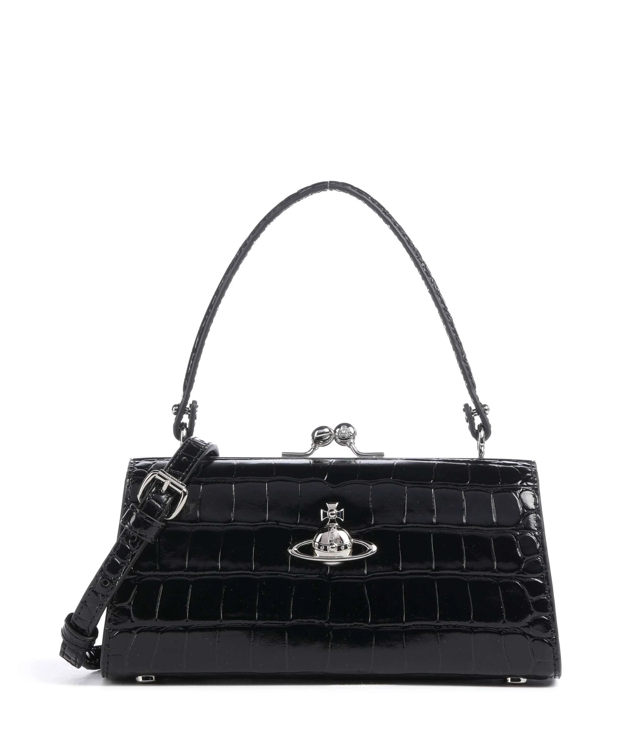 Vivienne Westwood Doll Frame Embossed Croc XL Torebka black