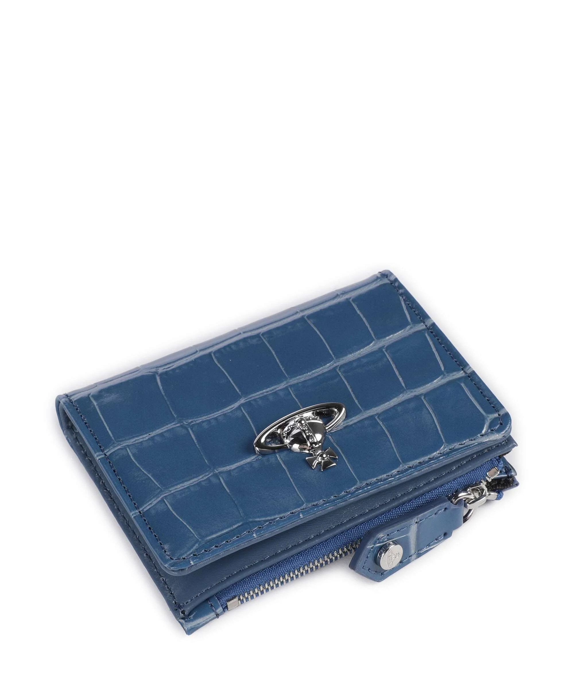 Vivienne Westwood Embossed Croc Slim Portfel blue - Image 4