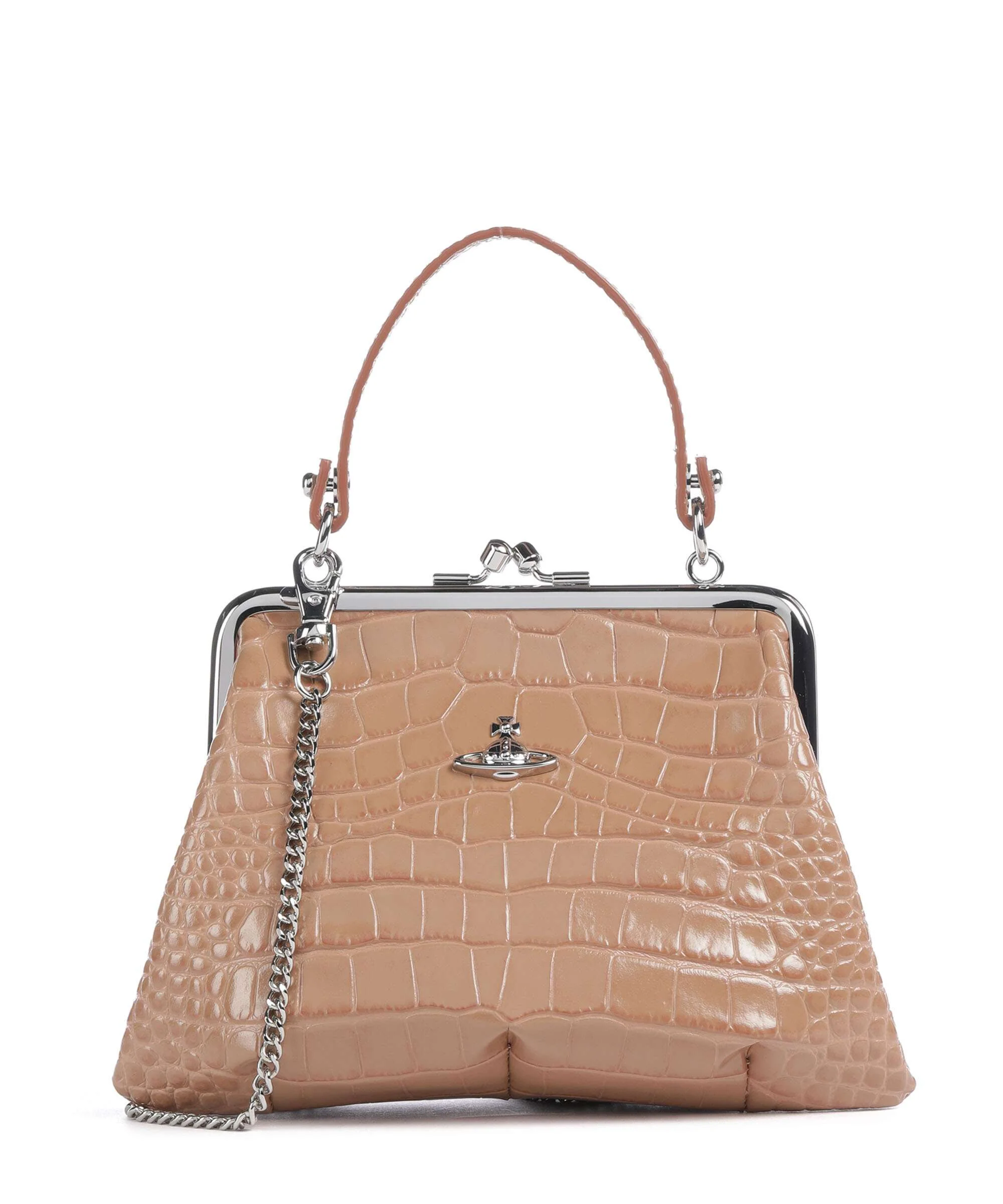 Vivienne Westwood Granny Frame Embossed Croc Torebka dusty pink