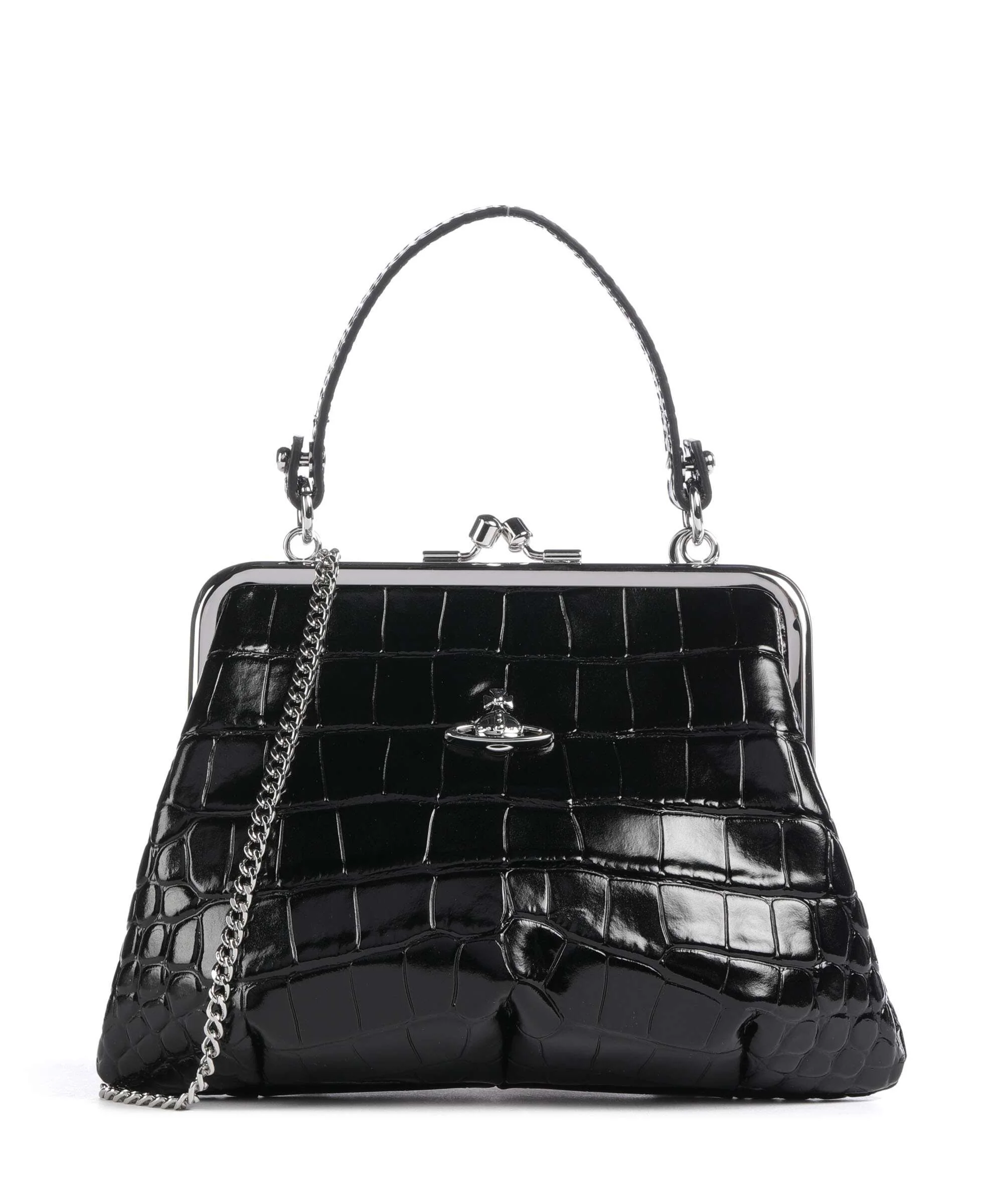 Vivienne Westwood Granny Frame Embossed Croc Torebka black