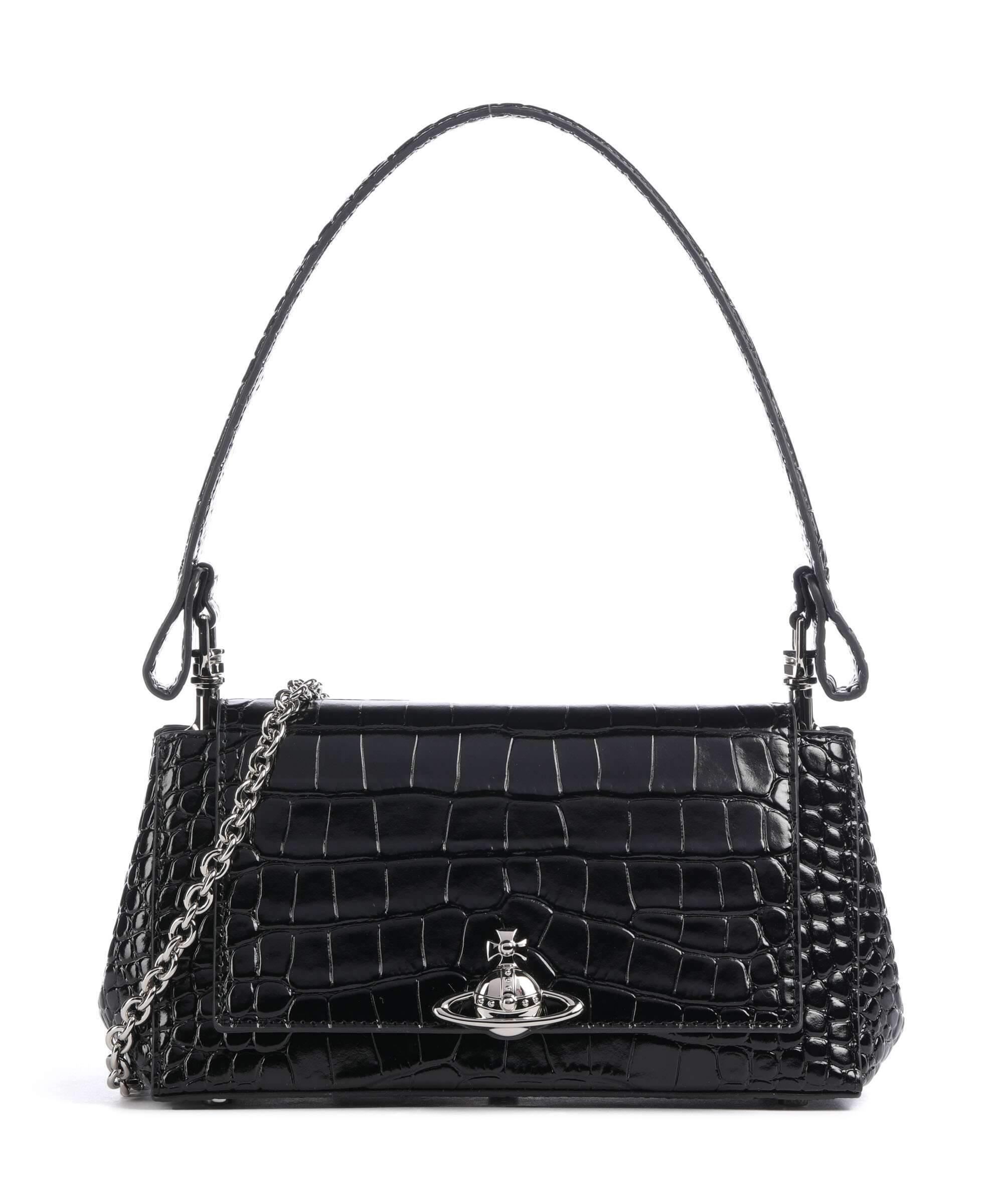 Vivienne Westwood Hazel Embossed Croc Medium Torba na ramię black