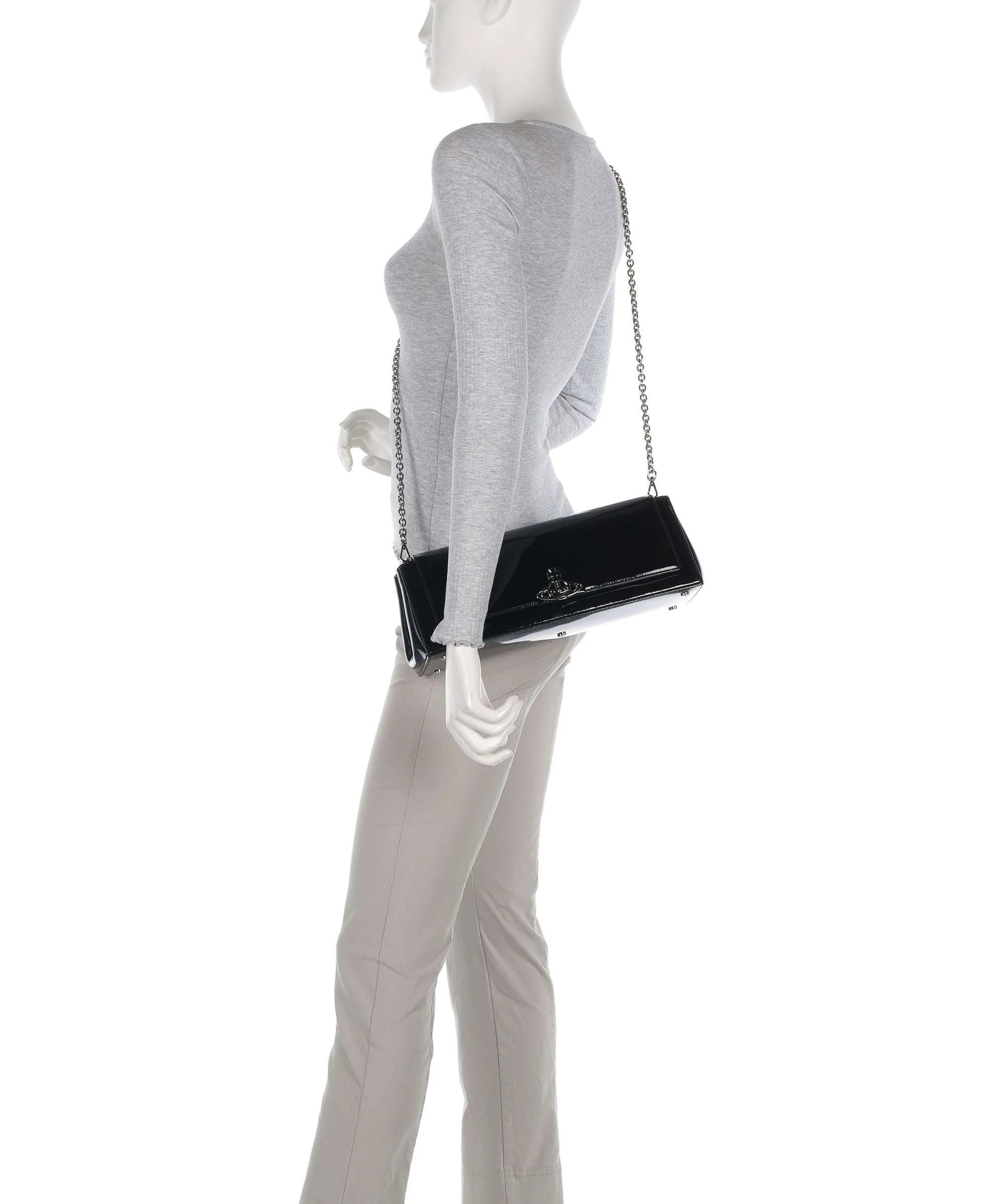 Vivienne Westwood Hazel Shiny Patent Large Torba na ramię black - Image 4