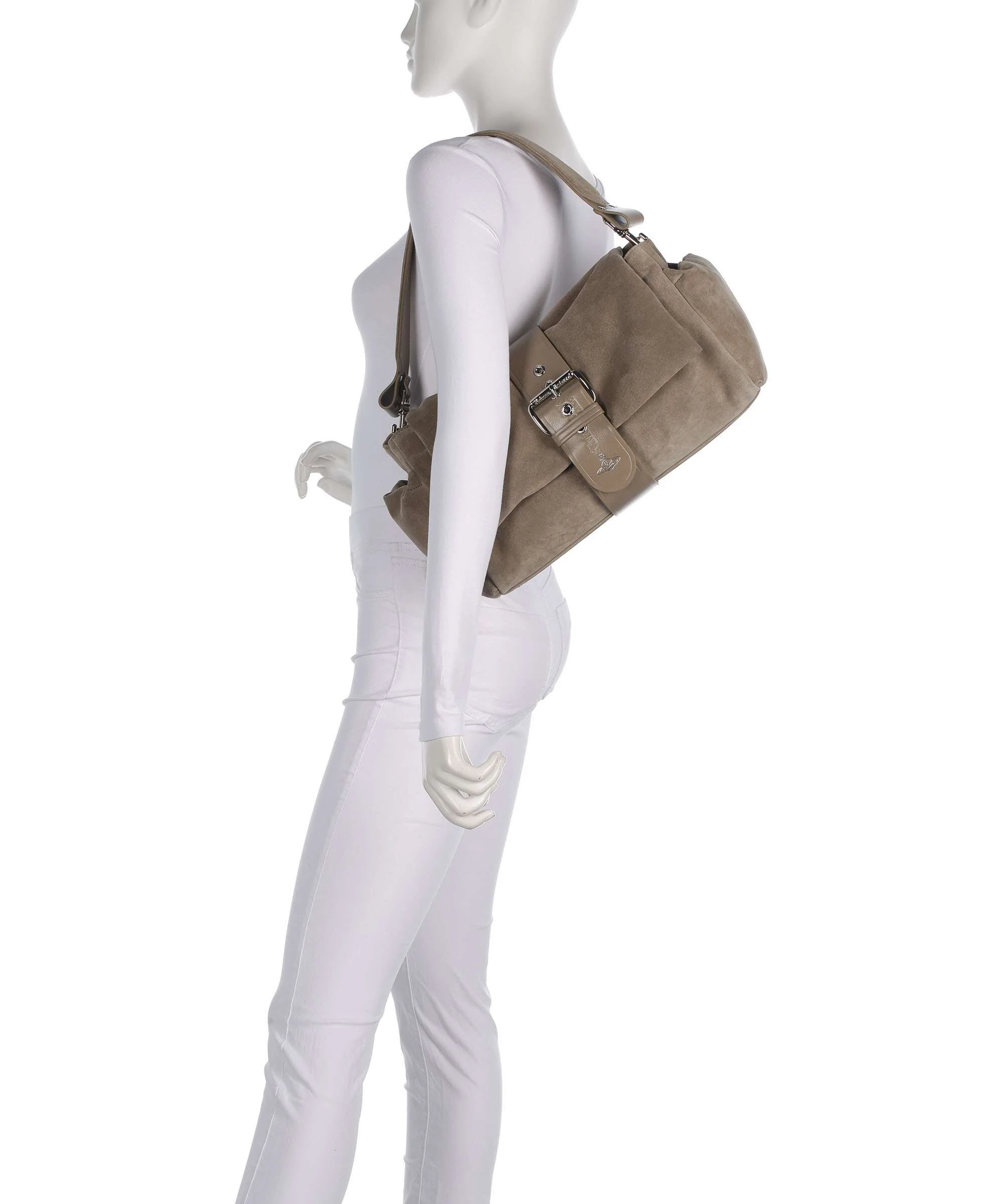 Vivienne Westwood Hazel Suede Treasure XL Torba na ramię stone - Image 3