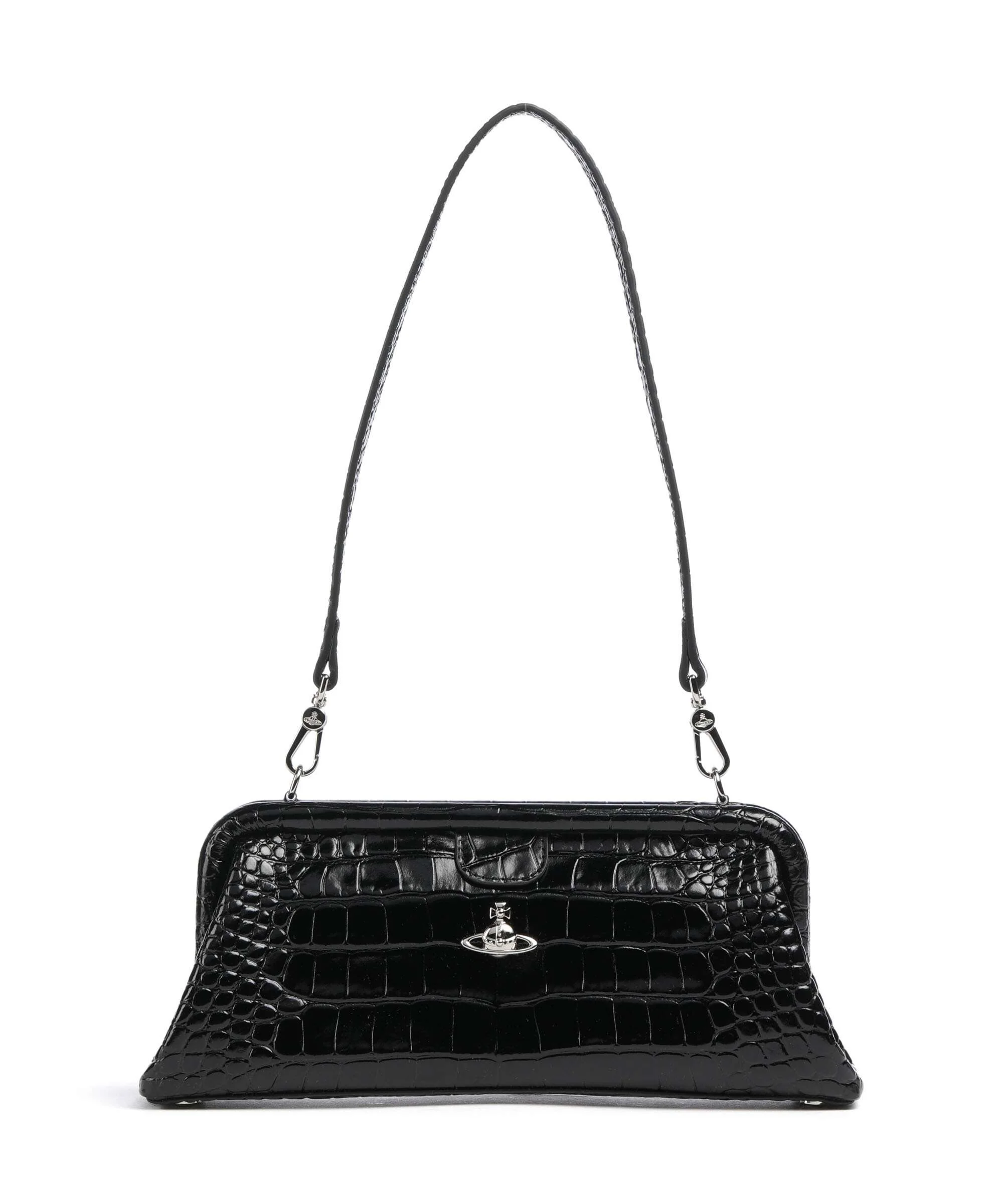 Vivienne Westwood Jane Frame Embossed Croc Torba na ramię black