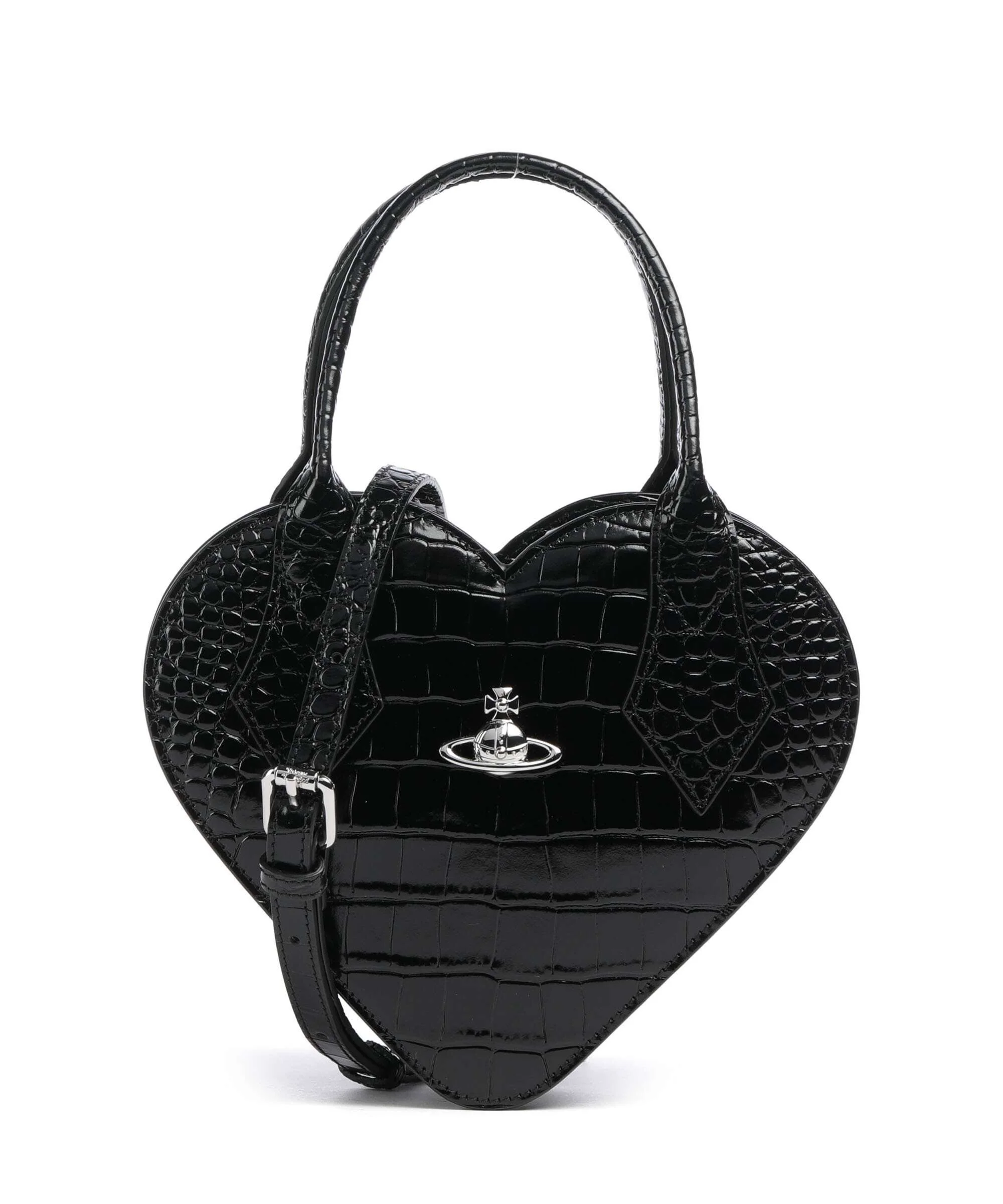 Vivienne Westwood Josephine Heart Embossed Croc Torebka black