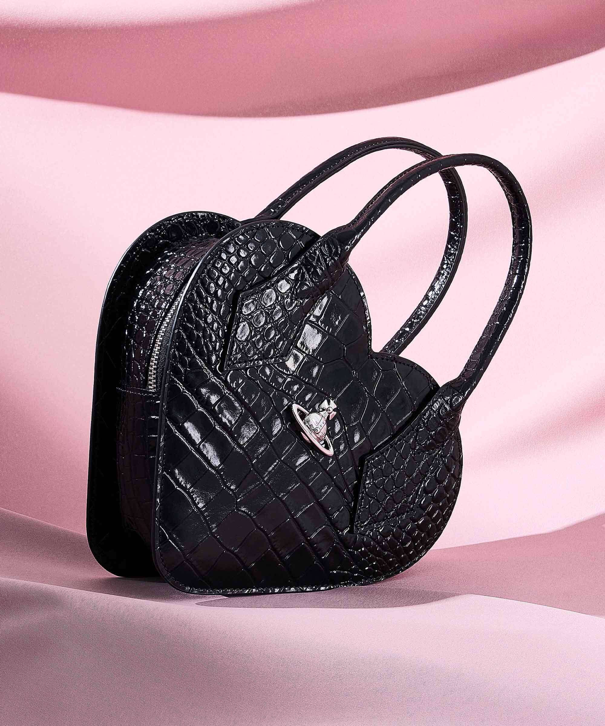 Vivienne Westwood Josephine Heart Embossed Croc Torebka black - Image 2
