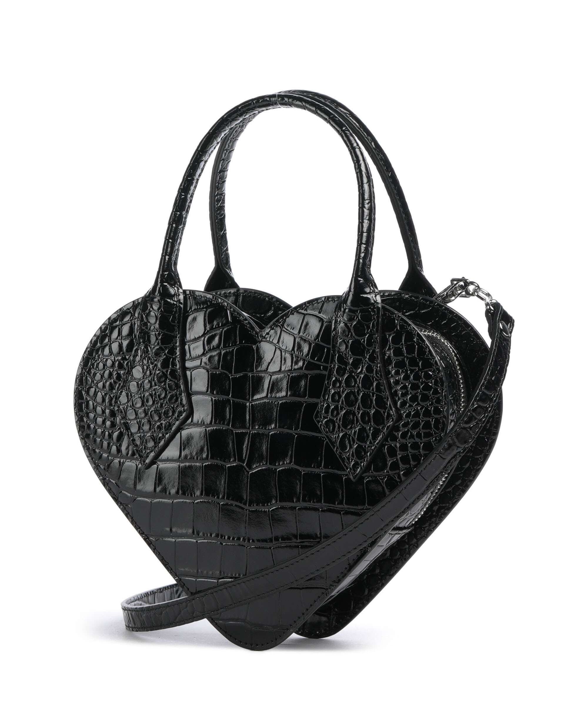 Vivienne Westwood Josephine Heart Embossed Croc Torebka black - Image 3