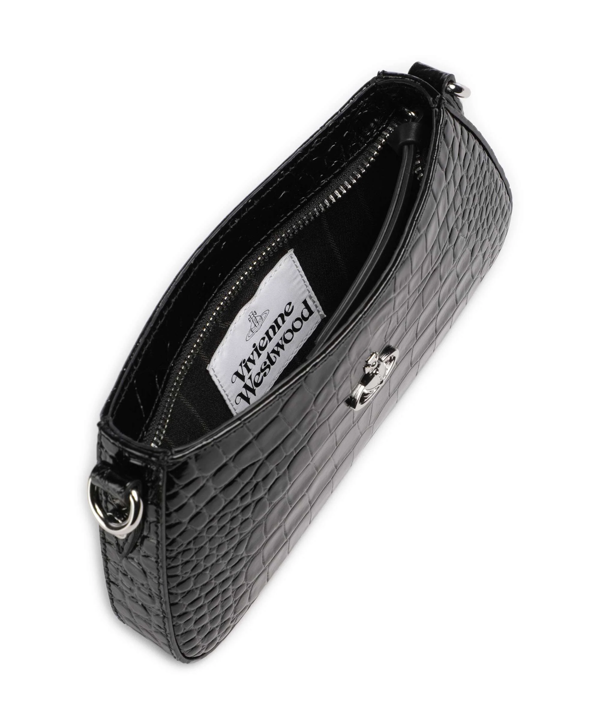 Vivienne Westwood Tasha Embossed Croc Torba na ramię black - Image 5