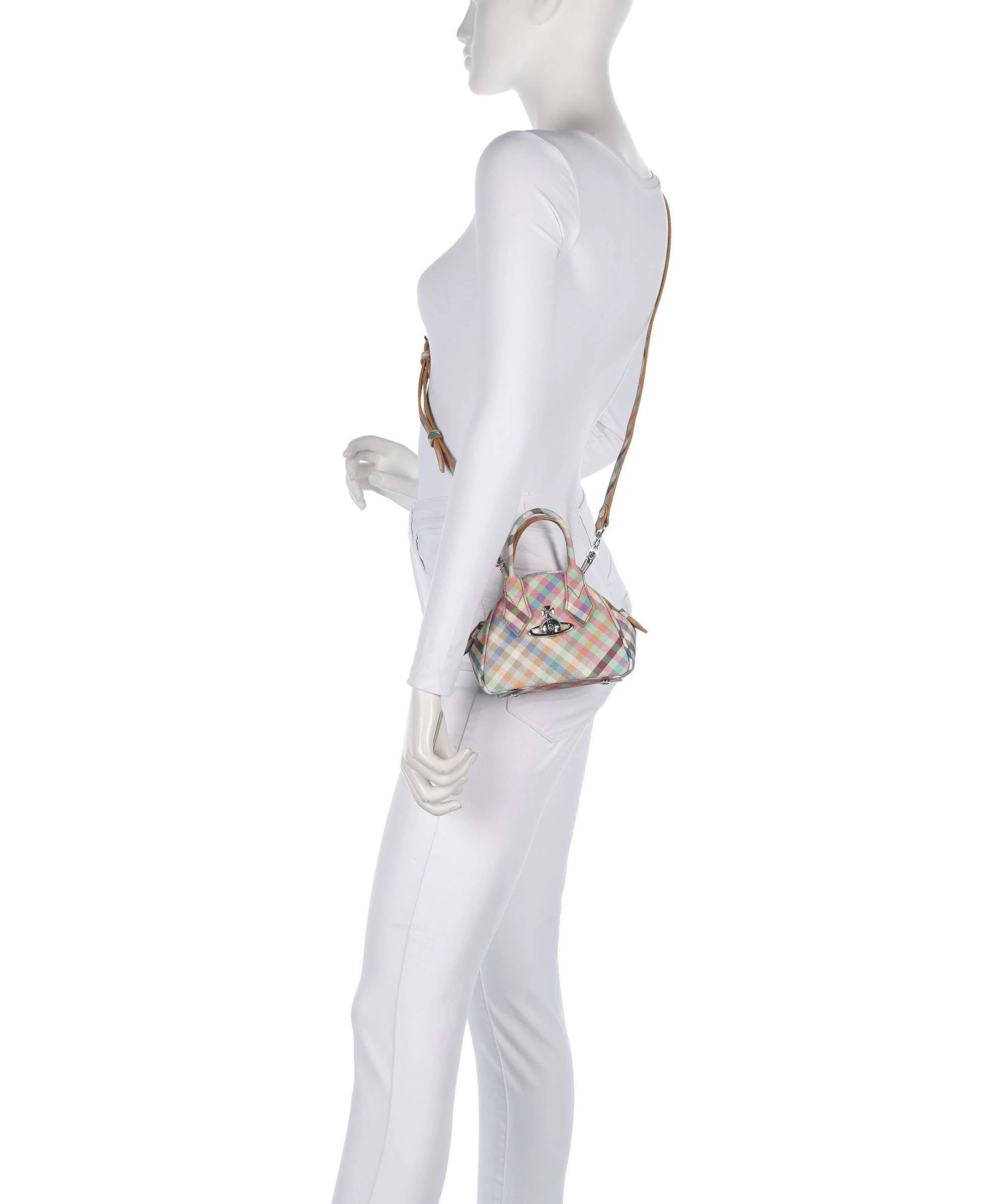 Vivienne Westwood Yasmine Buccia D'Arancia Mini Torba przez ramię heather plaid - Image 3